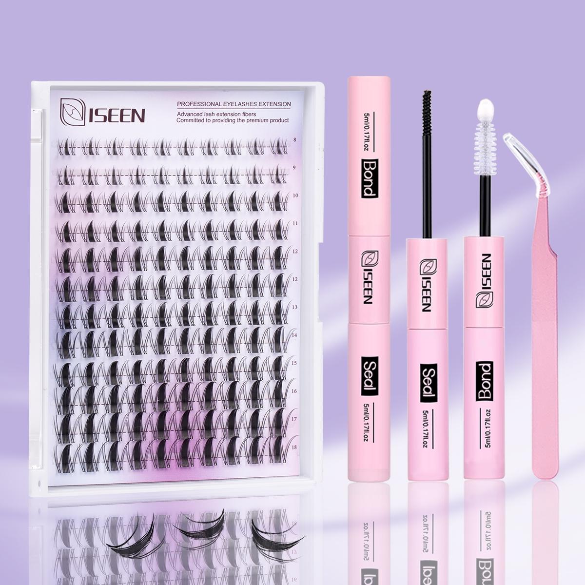 Lash Clusters Kit Manga Lash Individuals False Lash Extension Lash Extension Kit 8-18mm Volume Cluster Eyelashes Wispy C-Curly DIY Cluster Eyelash Extensions Kit Eyelash Glue Extension with Bond&Seal&Eyelash Tweezers