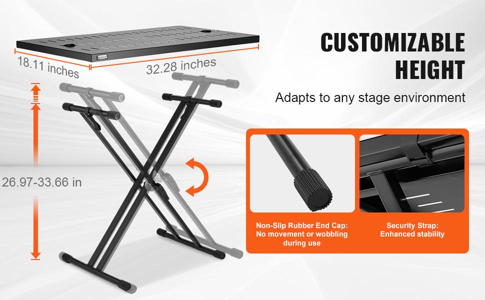 fathersdaygift VEVOR DJ Table Stand, 32x 20 Portable DJ Laptop and Controller Stand, Lightweight DJ Desk DJ Booth Adjustable Height DJ Stand, Foldable Double-X Braced Keyboard Stand Tabletop, Audio Mixer Stand
