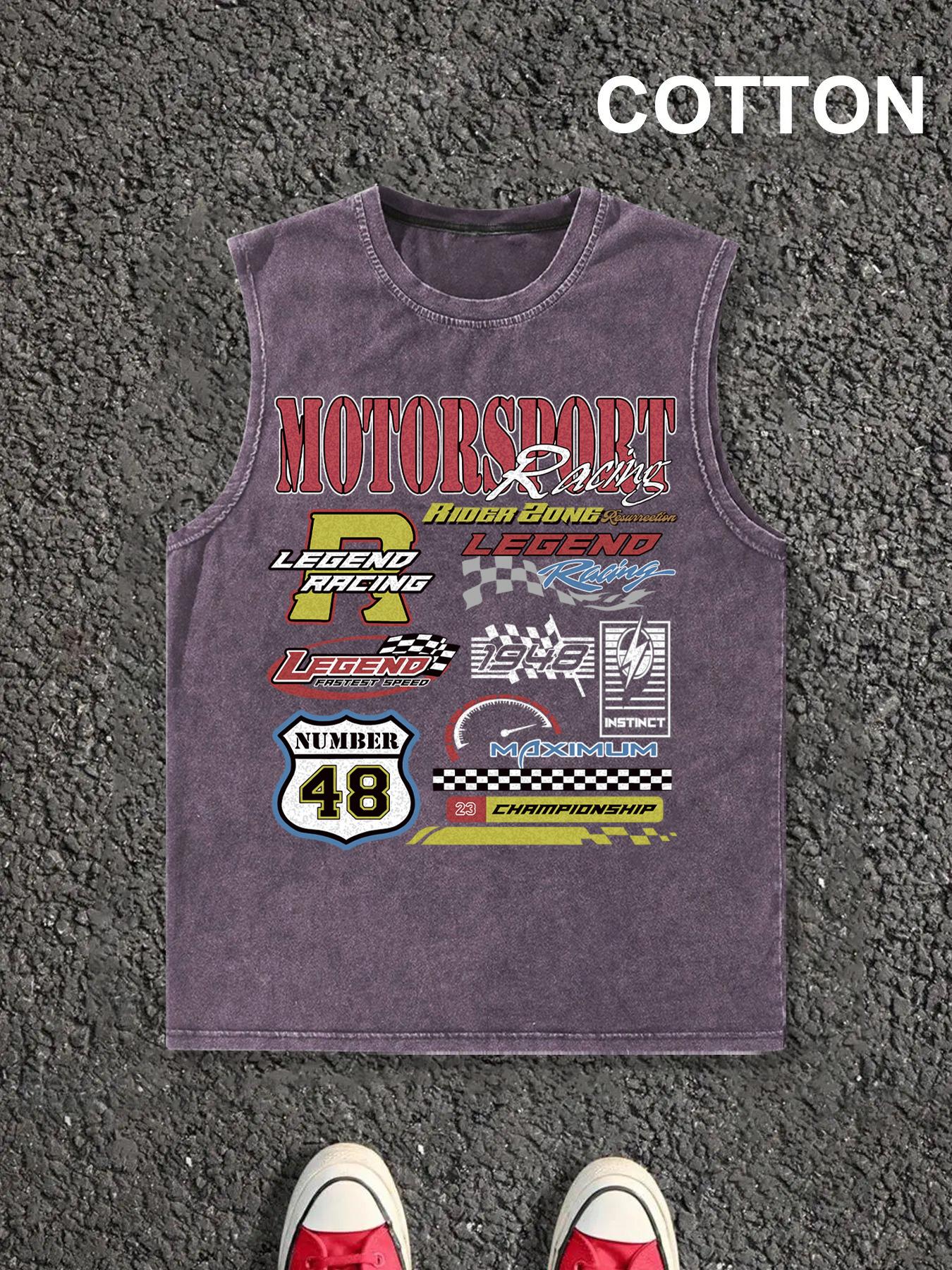 Men's Vintage Graphic Print Round Neck Tank Top, Casual Sleeveless Fitted Top for Summer, Men's Top for Daily Wear