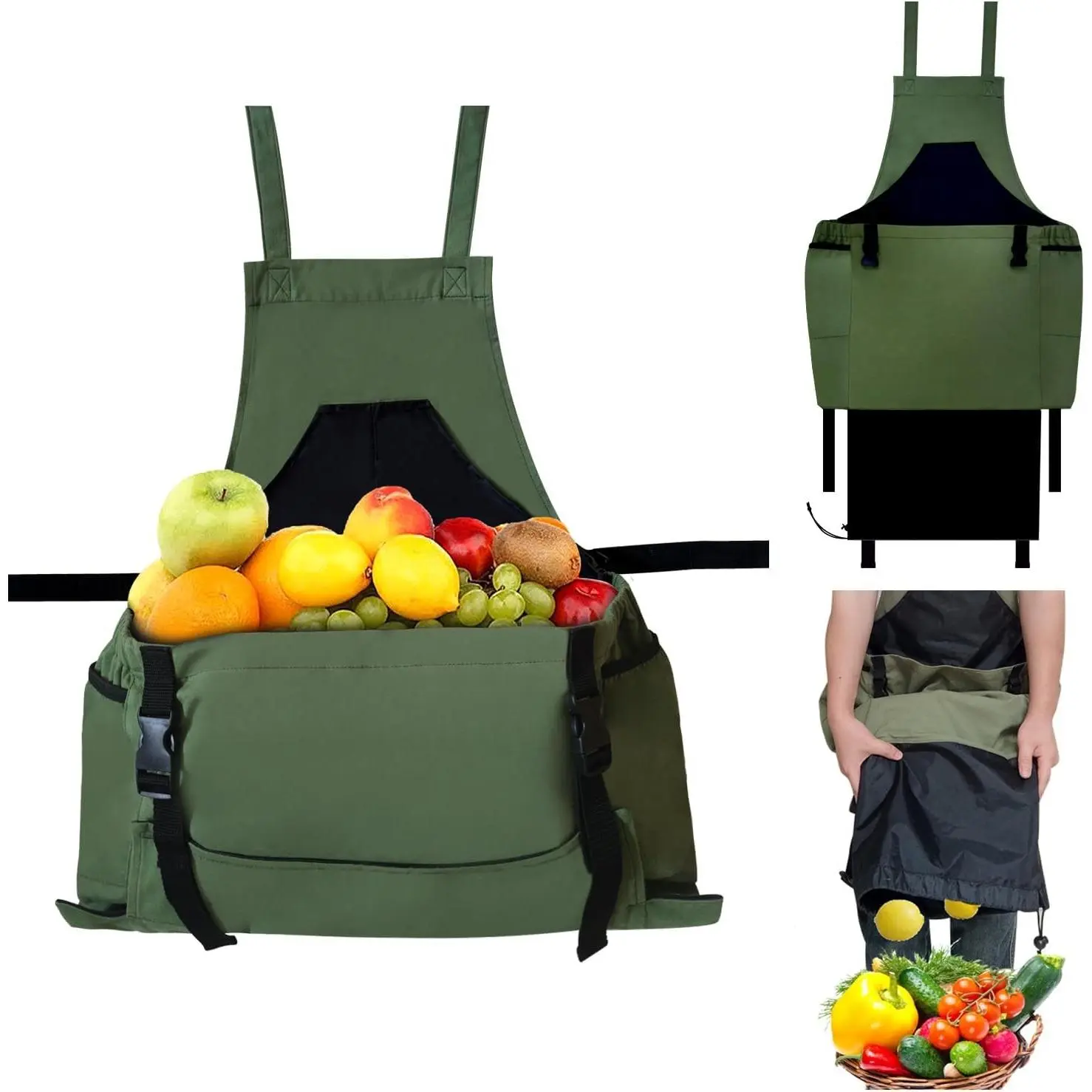 Gardening Apron, Harvest Apron Gardening Gifts for Men Gardening Apron with Pockets for Women, Green
