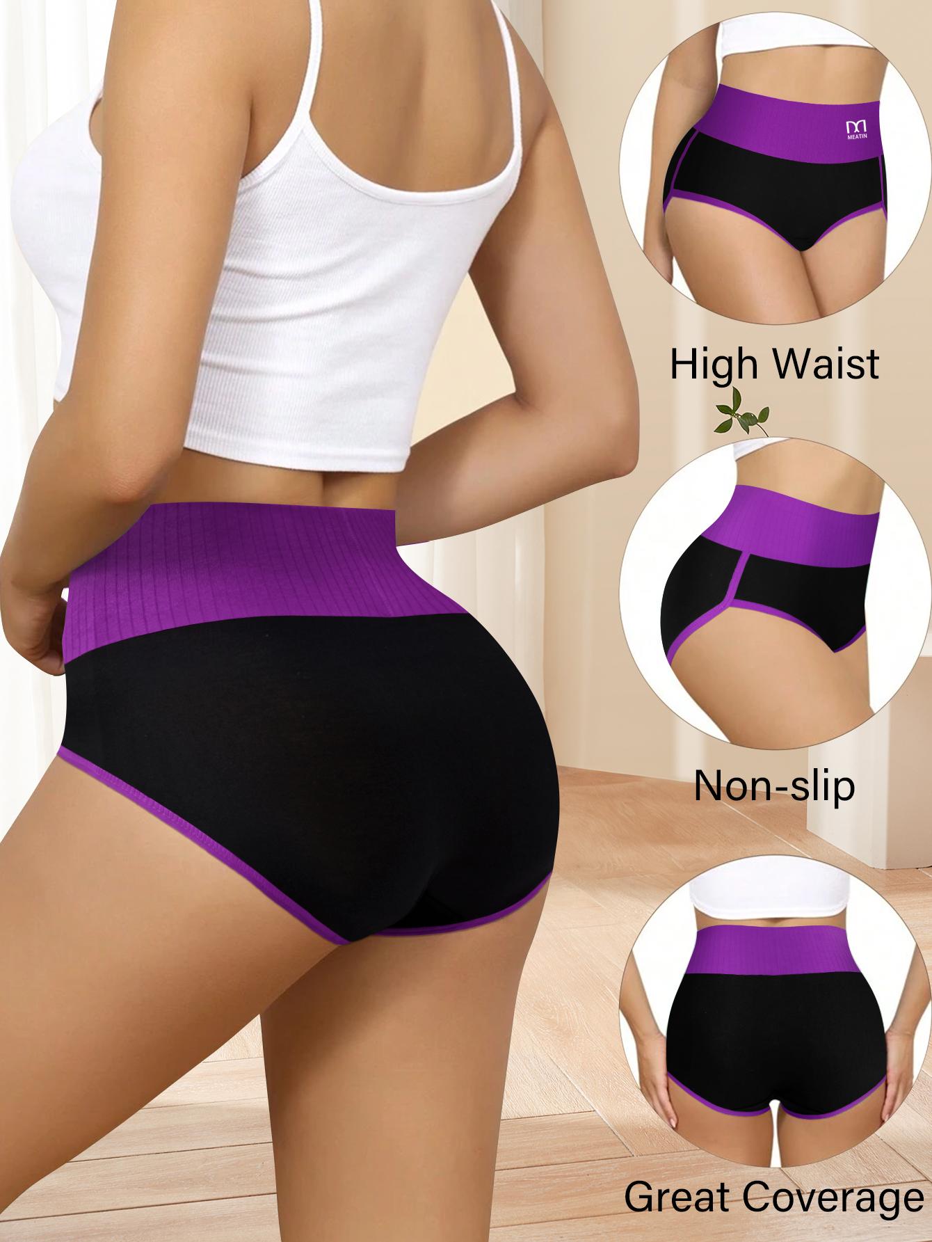 QUASTI 5 Packs High-Wais Tummy Control Briefs for Women,Soft Comfy Breathable Panties for Daily Wear,Contrast Colors High Elasticity Briefs Set,Mixed Colors Coverage Body Shaping Briefs for Womenswear, S-XXL SpringStatements