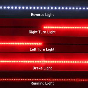 60" Truck Tailgate Light Bar 108 LED Single Row Light Strip with Red Running Brake Lights Turn Signal White Reverse Light  Lightbar