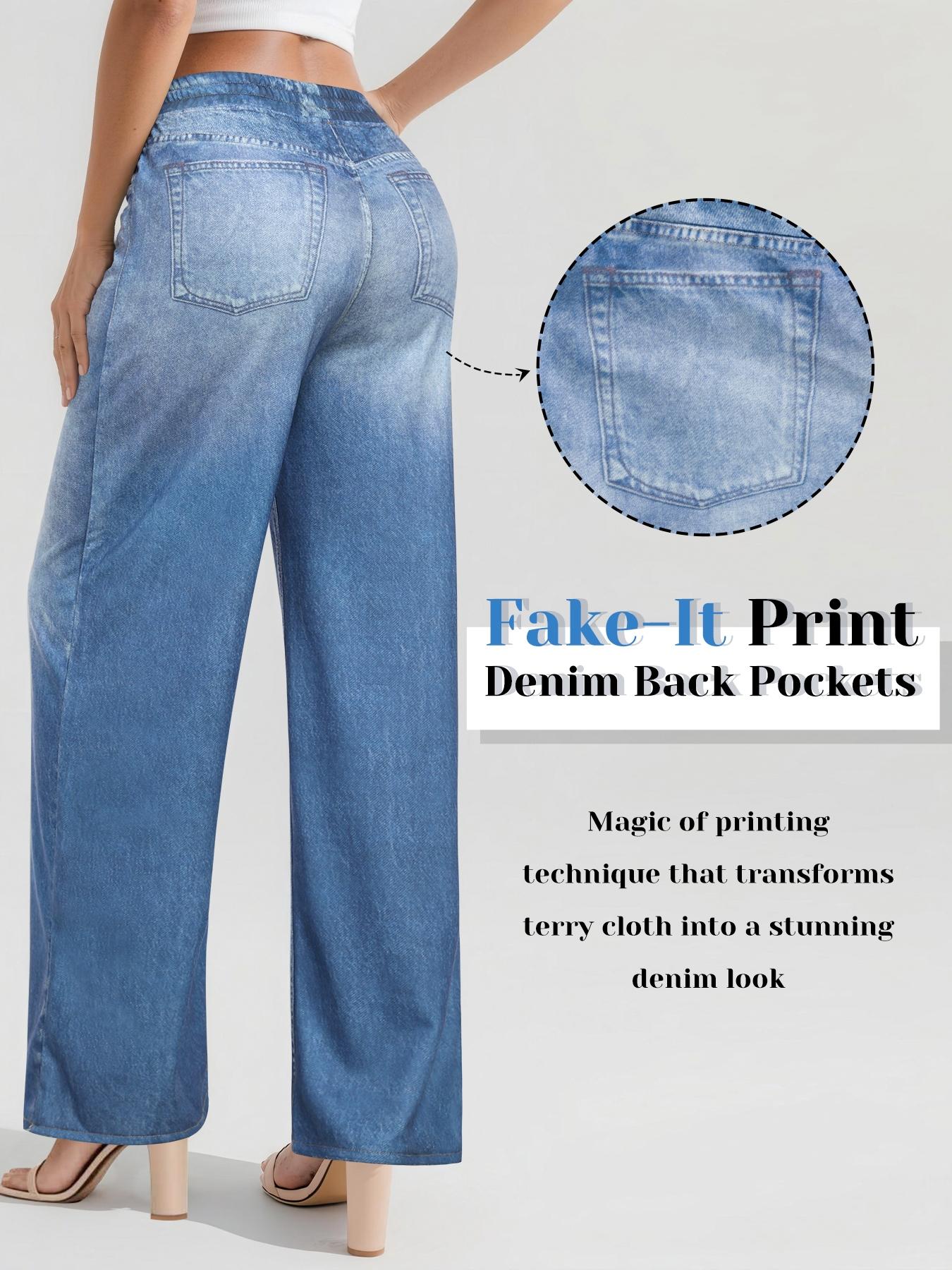 Women's High Waist Stretchy Wide Leg Jeans, Loose Fit Denim Jeans with Pockets, Casual All Season, Christmas style