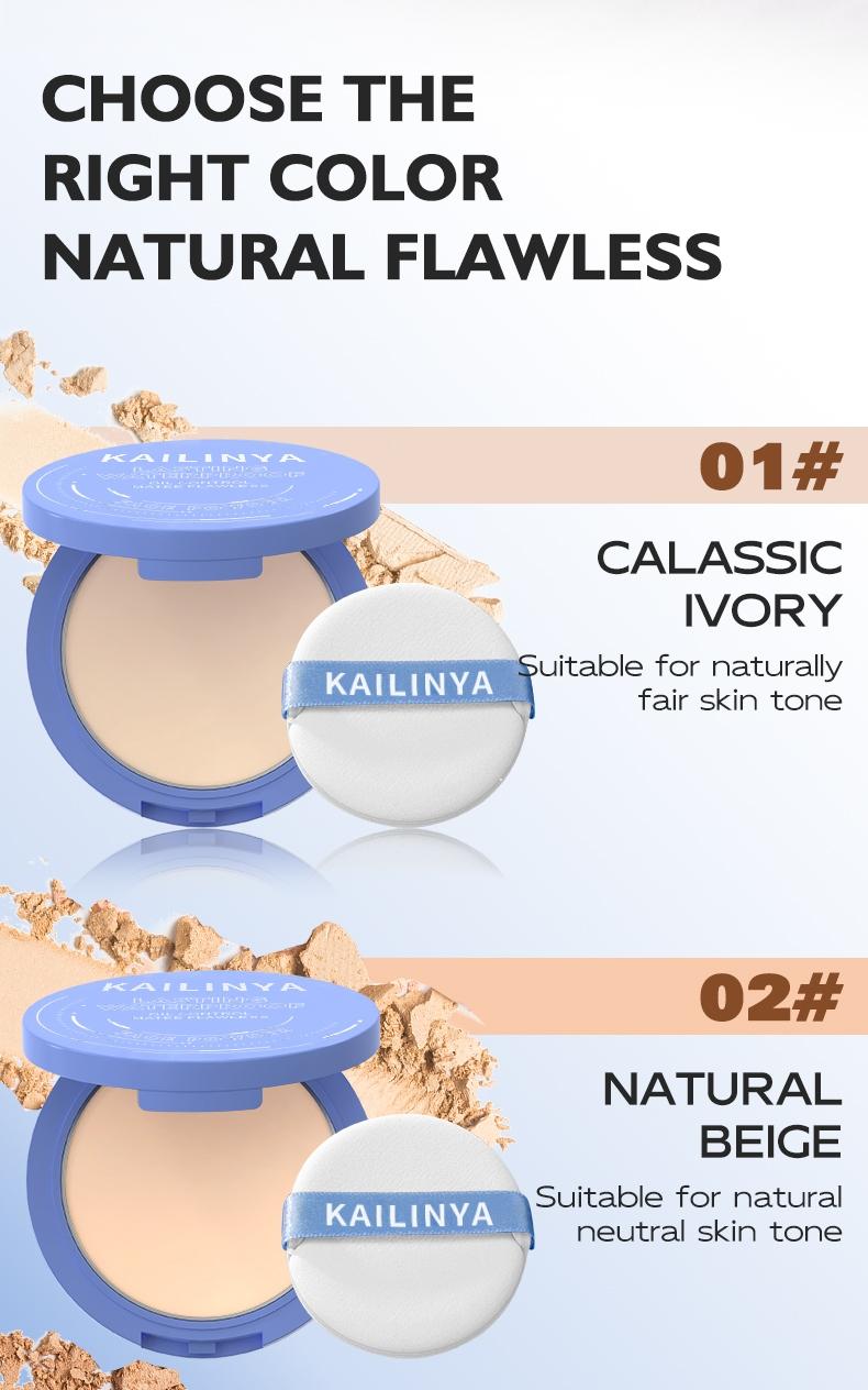 Long-Lasting Waterproof Foundation Powder, Smooth Finish, Non-Cakey, Fine Texture, Ideal for All Skin Types, Perfect for Daily Use