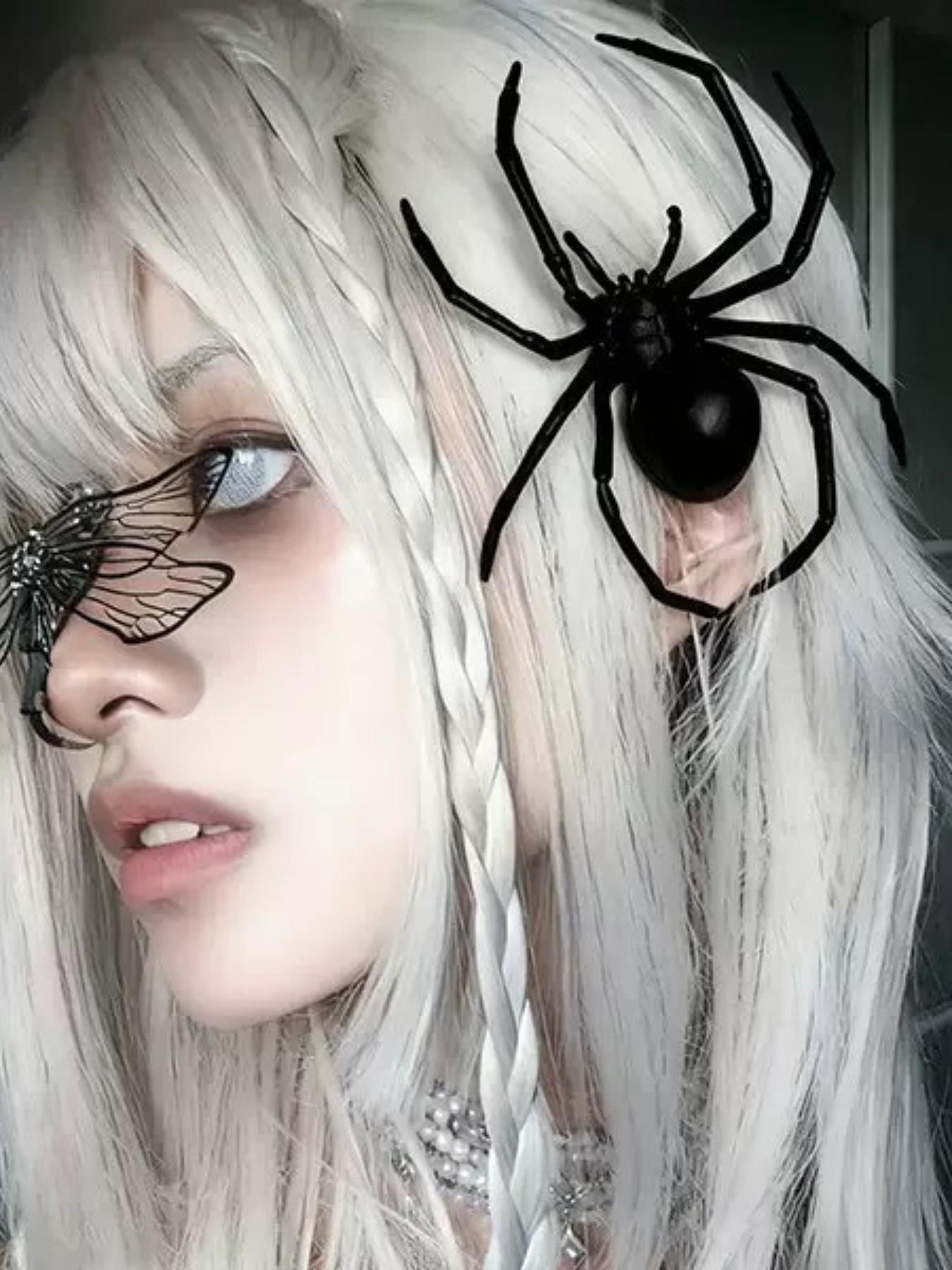 Halloween DIY Dark Gothic Spider Hair Clip, Punk Style Tribal Pattern, Unique Prank Headwear, All-Seasons Accessory