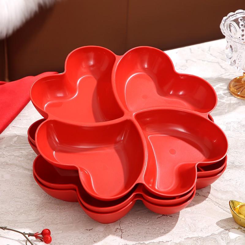 Four-Leaf Clover Fruit Tray, Perfect for Valentine's Day, Reusable Plastic Serving Platter, Heart-Shaped Divided Dish, Elegant Plastic Plates Four-Leaf Clover Fruit Tray, Perfect for Valentine's Day, Reusable Plastic Serving Platter, Heart-Shaped Divided Dish, Elegant Plastic Plates