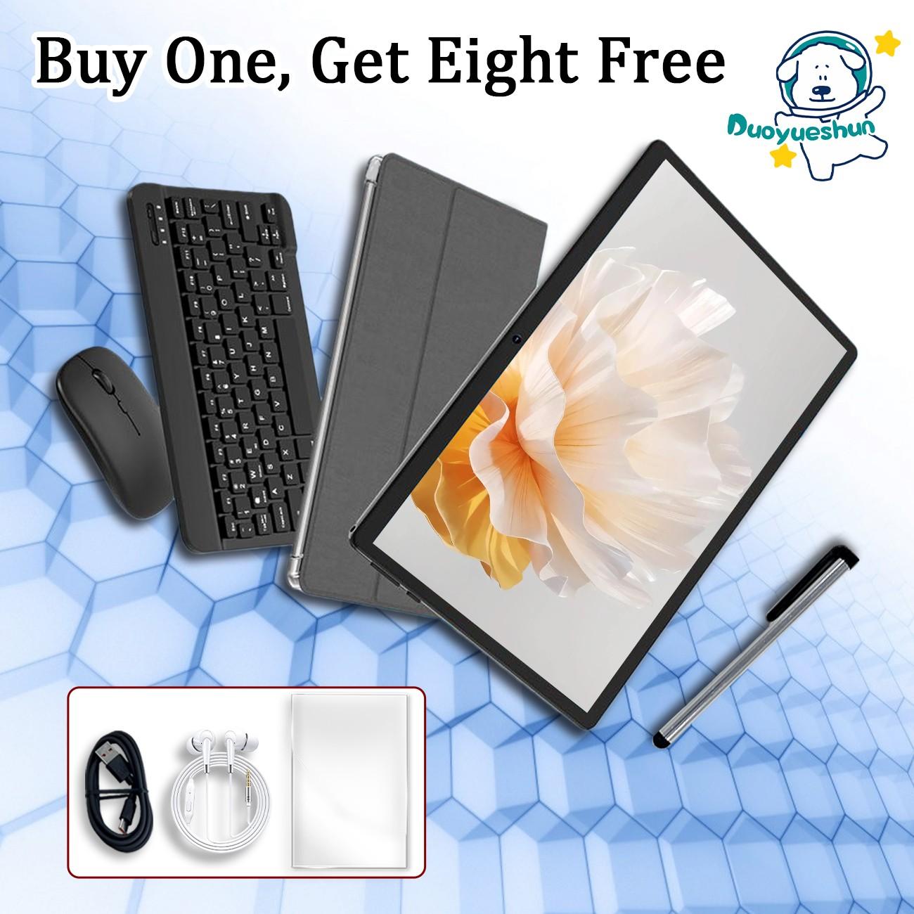 Spring New 10.1-Inch Adult Tablet Bundle | 2-in-1 Laptop / Gaming Tablet | 5G WiFi HD Screen Dual Camera | Shockproof Case + Free Headphone Mouse Keyboard | Office & Learning Tablet | Educational & Entertainment Device | For Men & Women - Blue/Pink