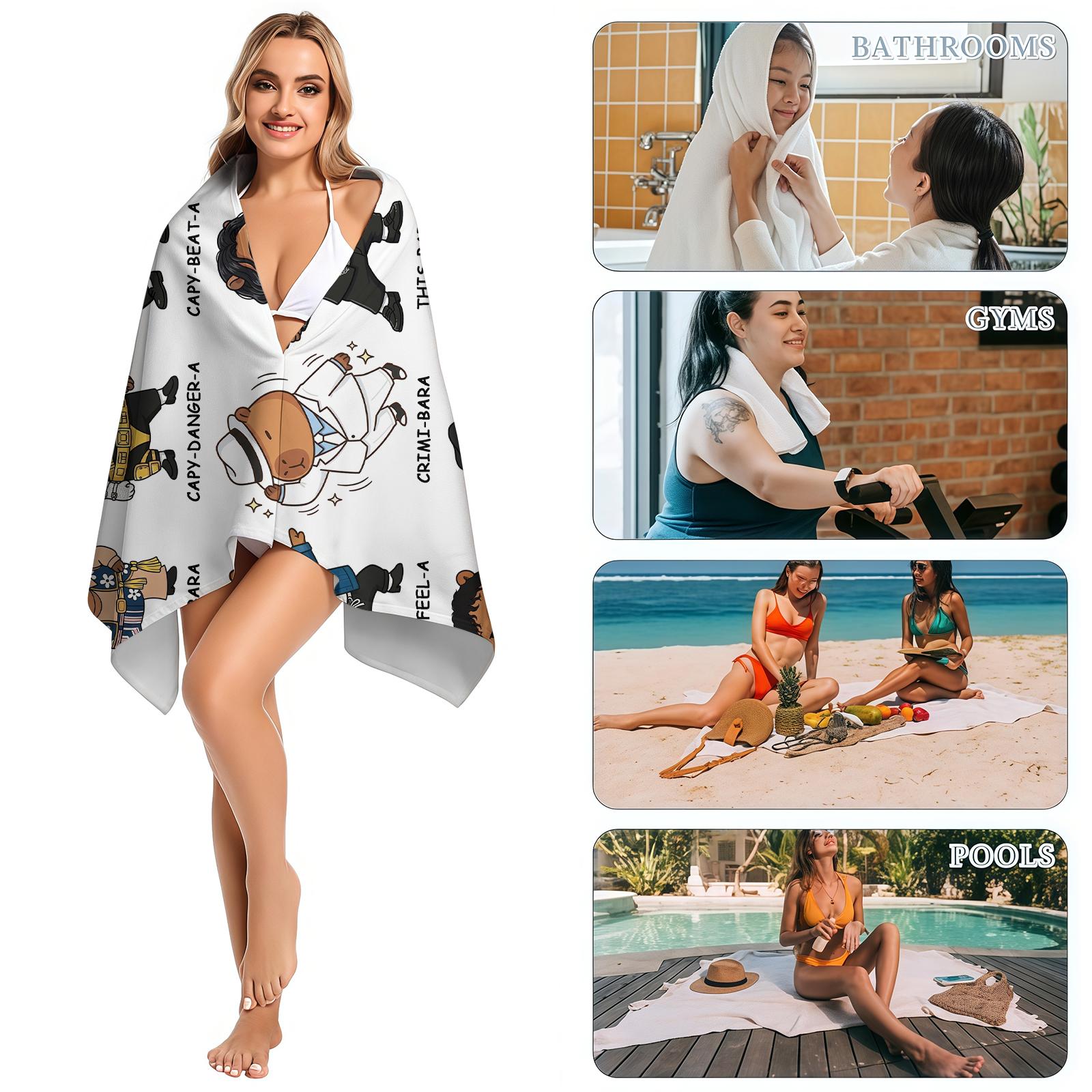 "Five-Bara to White-Black-A" Capybara MJ Costumes Art Beach Towel, Premium Large Oversized Towel, Great For Sunbathing, Picnics, and Animal Lovers