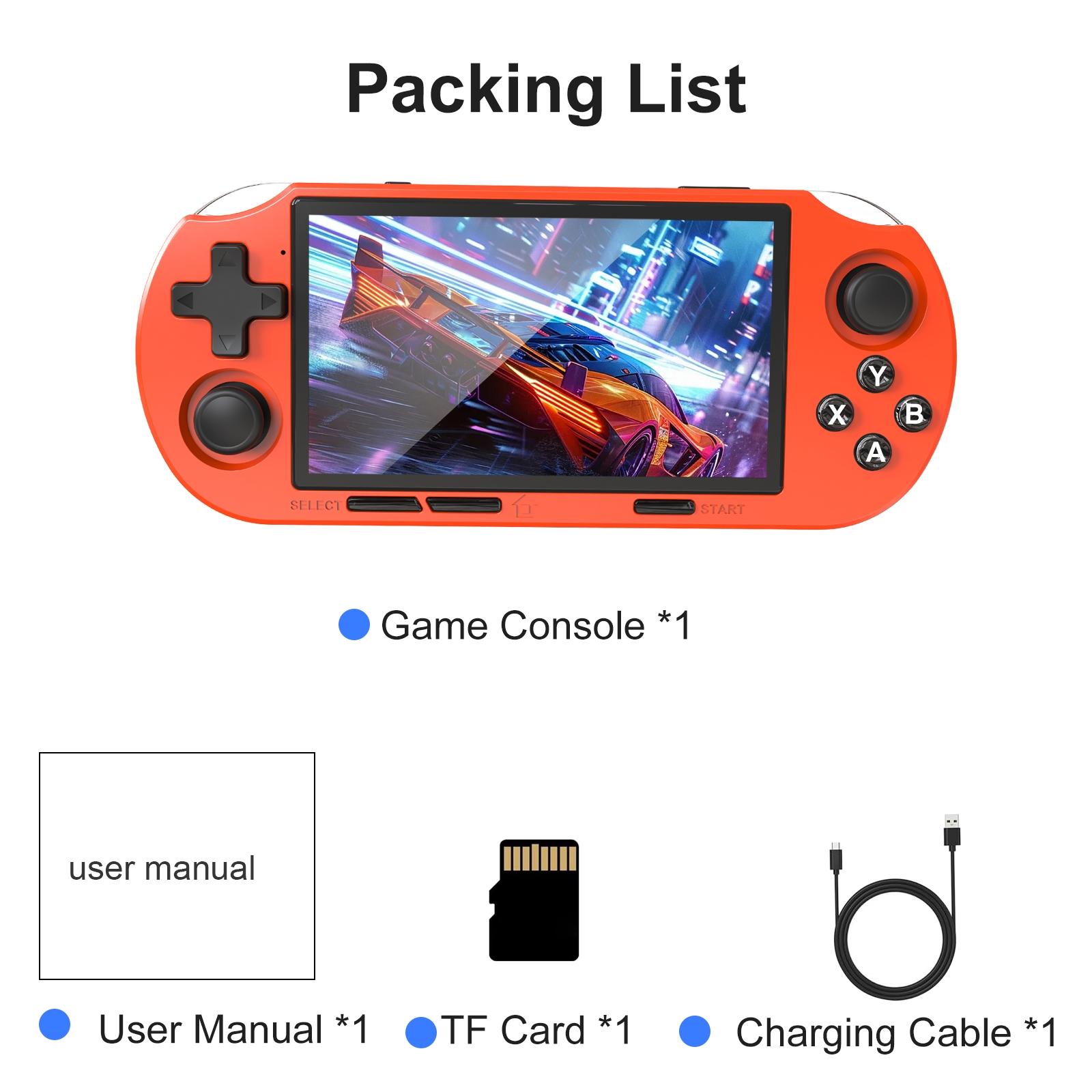 GAMINJA ANS16 Portable Handheld Game Console with 4.5 Inch IPS Screen, Retro Video Games RGB Lights, 14 Emulators Including Ps1 Gba Sfc, Rechargeable Portable Console