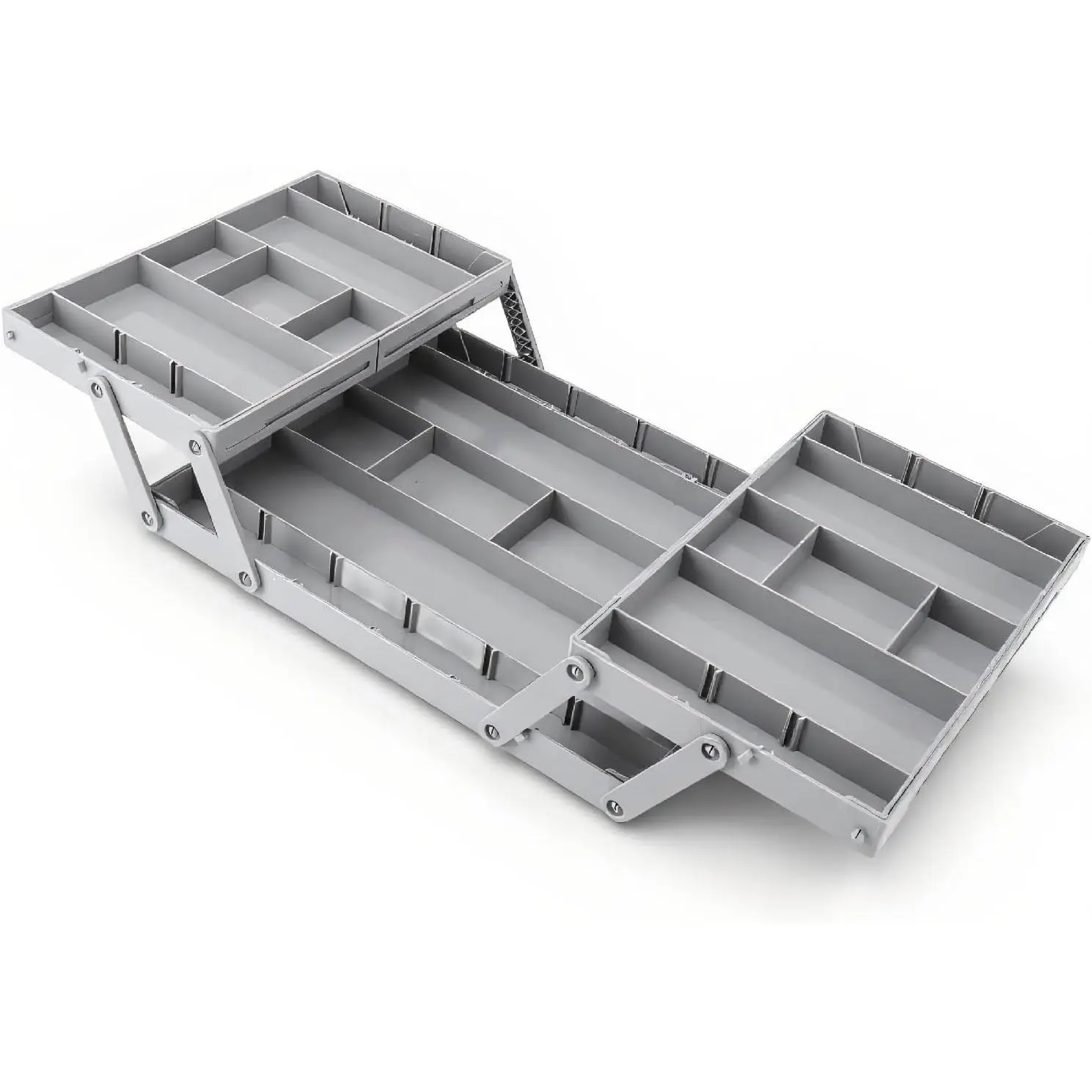 Multi Tier Drawer Organizer, Foldable Expandable Desk Storage Tray Bins with Compartments, Adjustable Double Row Organizer Trays for Makeup, Jewelry, Office Supplies, Kitchen Utensils (2-Tier)