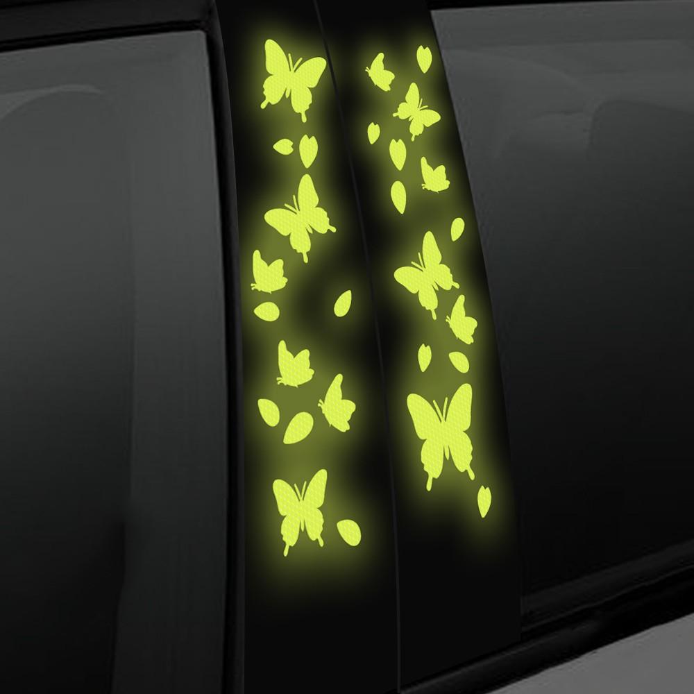 Butterfly Reflective Decal Cherry Blossoms Sticker for Car B-Pillar Decals, Night Reflective B-Pillar DIY Sticker, Self-Adhesive Vinyl Decal