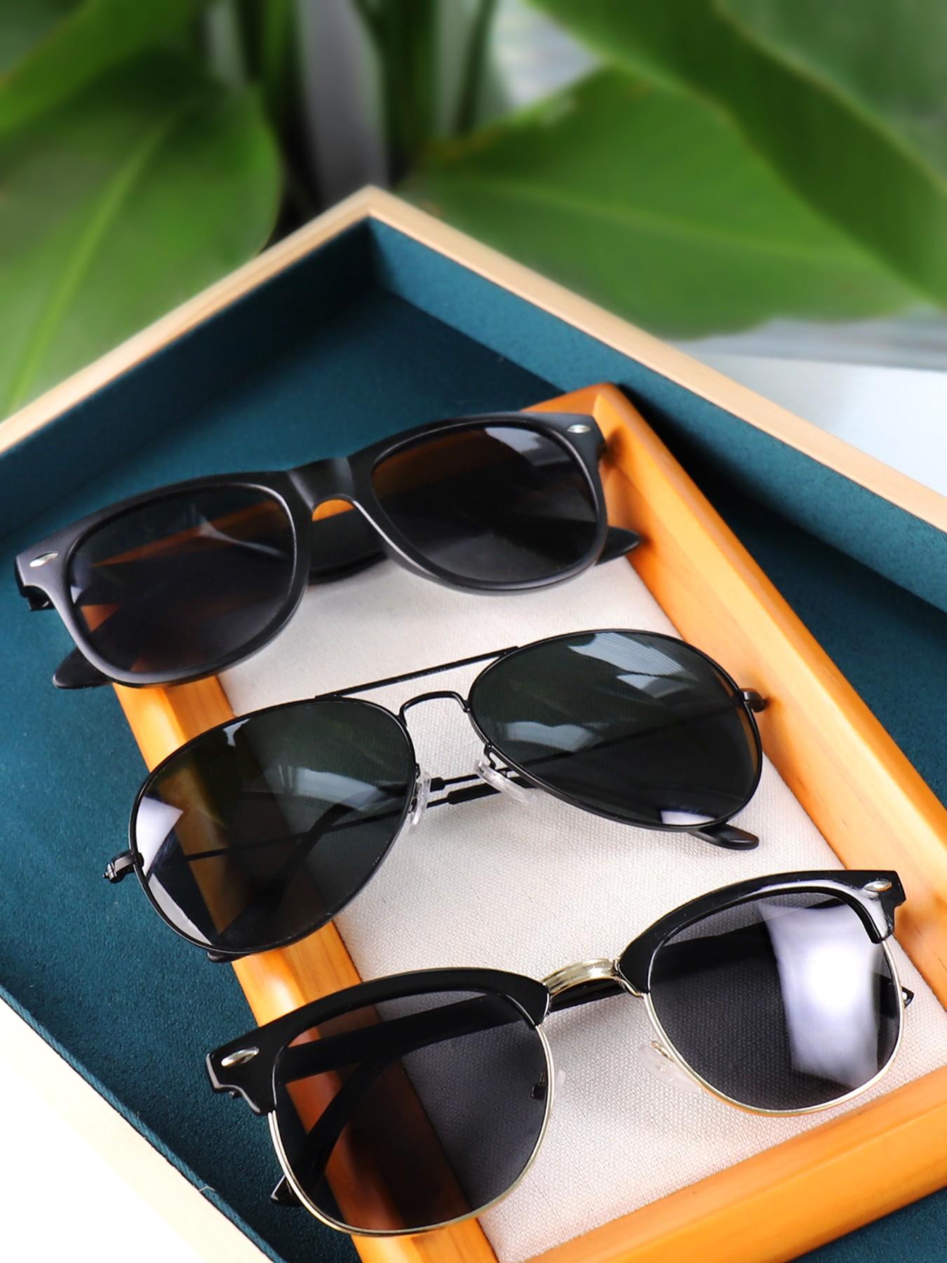 Classic Frame UV Protection Sunglasses, Unisex Casual Travel Sun Glasses, 3 Pairs, Perfect for Men and Women