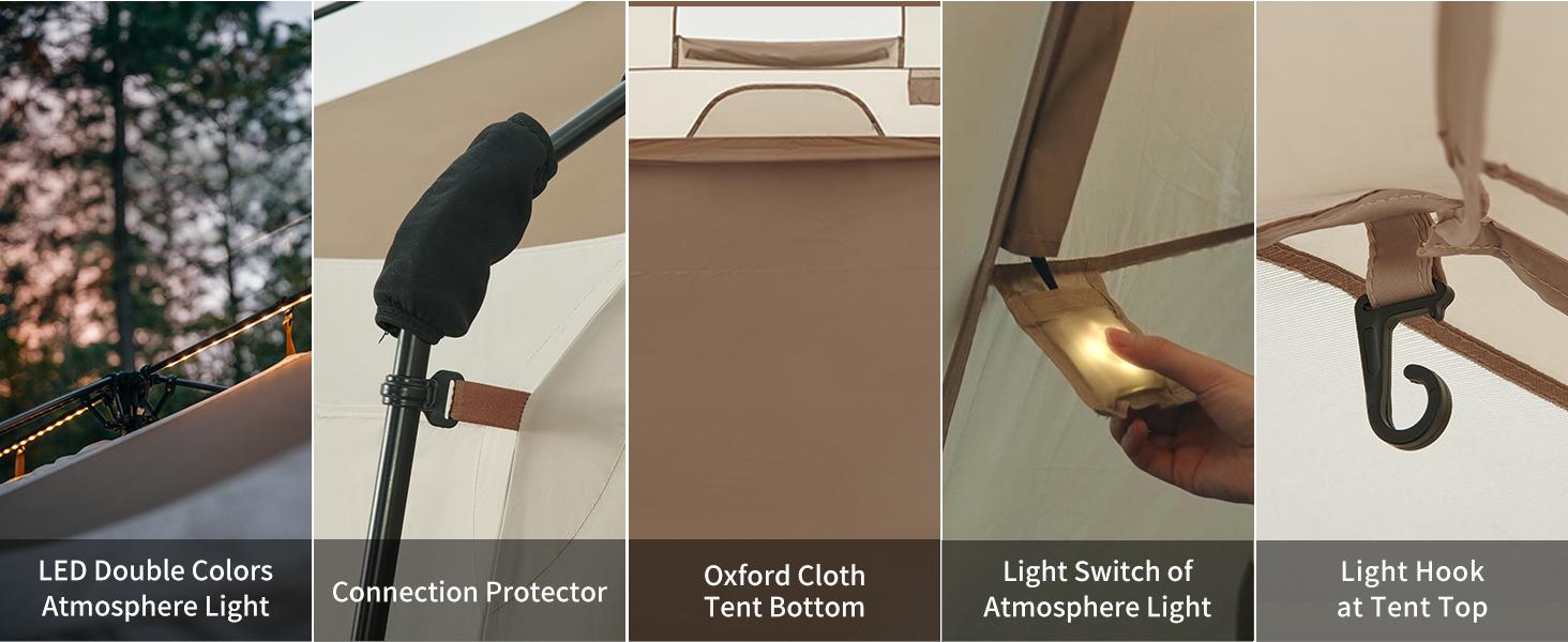 Naturehike Large Family Camping Tent with Front Awning & 60s Quick Setup – Waterproof, Sun Protection, Spacious 4-8 Person, Two-Room Design, Built-in Lights, Large Storage Space & Five-Sided Ventilation, Outdoor & Backyard Adventures