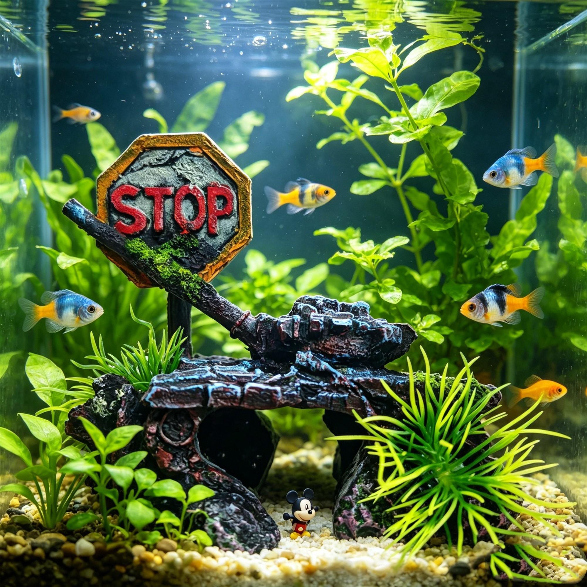 Realistic Tank Aquarium Decoration, Fish and Shrimp Hideout, Breeding Cave Box, Durable Habitat Accessory, Stop War Design