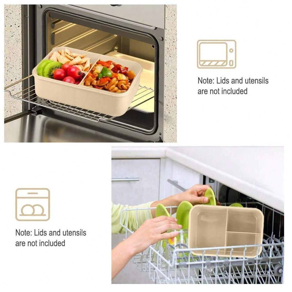 Leak-Proof Bento Box with Utensils, Microwave Safe, 3 Compartment Design, School & Work Lunchbox, Outdoor Meal Container, Safety Lock Lid