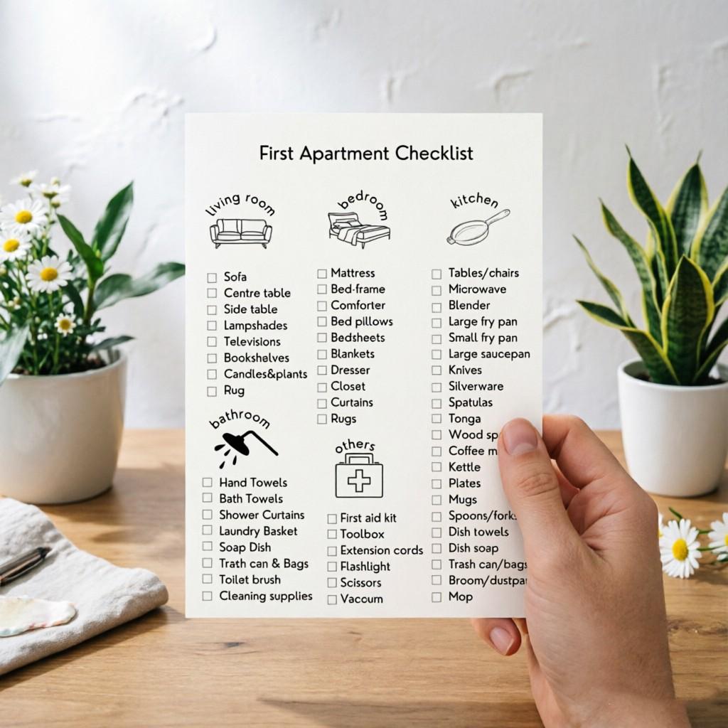 10 Sheets Apartment Moving Checklist, Living Room/bedroom/kitchen/bathroom Essential Items List, New Home Move-In Planning Tool