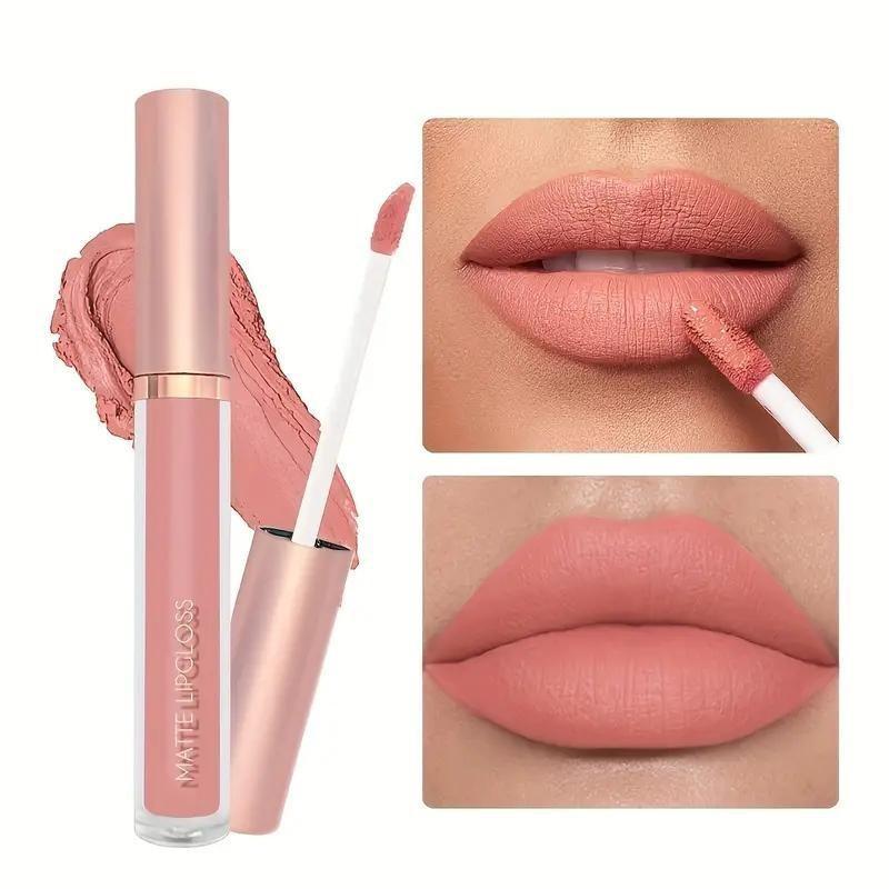 6-Piece Matte Lip Gloss Set, Includes Matte Glaze and Milk Tea Color, Non-Sticky Matte Lip Gloss, Perfect Mother's Day Gift