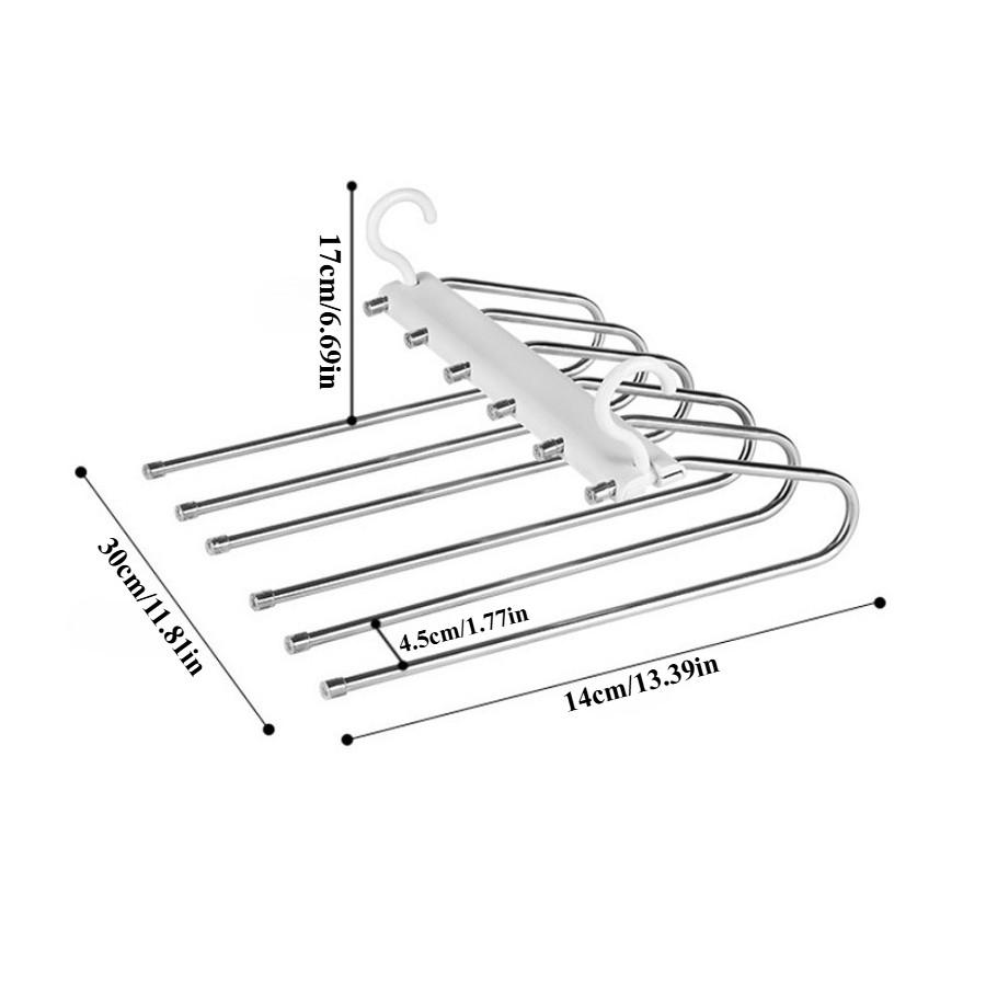Six-Layer Multifunctional Clothes Hanger, Space-Saving Foldable Hanger for Jeans Scarves Pants, Closet Storage Organization