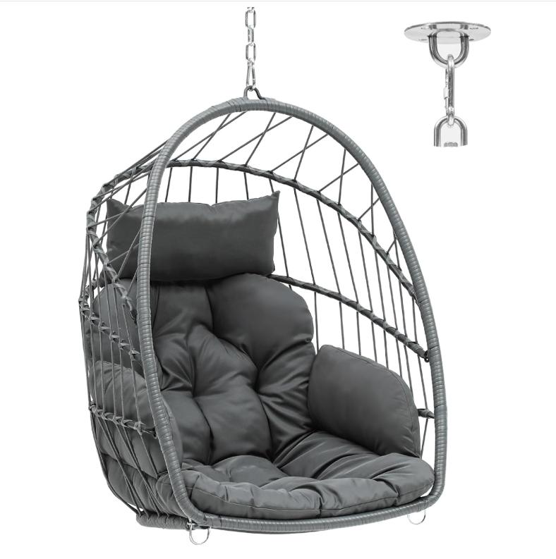 Yitahome Hanging Egg Chair with Cushions, Swing Egg Chair with Stand, Wicker Hammock Egg Chair for Indoor Outdoor Balcony Patio Garden Poolside Bedroom, Outdoor Furniture Yitahome Hanging Egg Chair with Cushions, Swing Egg Chair with Stand, Wicker Hammock Egg Chair for Indoor Outdoor Balcony Patio Garden Poolside Bedroom, Outdoor Furniture