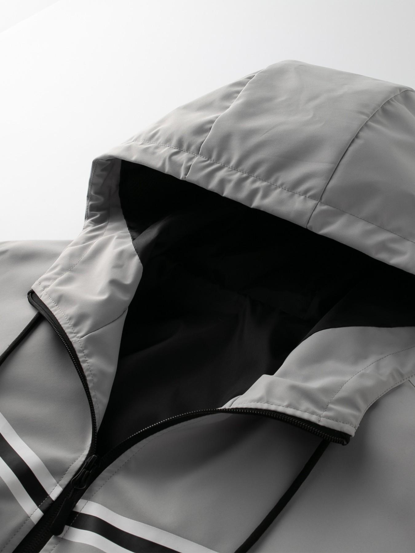 Men's Minimalist Daily Loose Fit Hooded Flying Jacket, Long Sleeve Print Casual Outerwear, All Seasons Short Open Front Coat