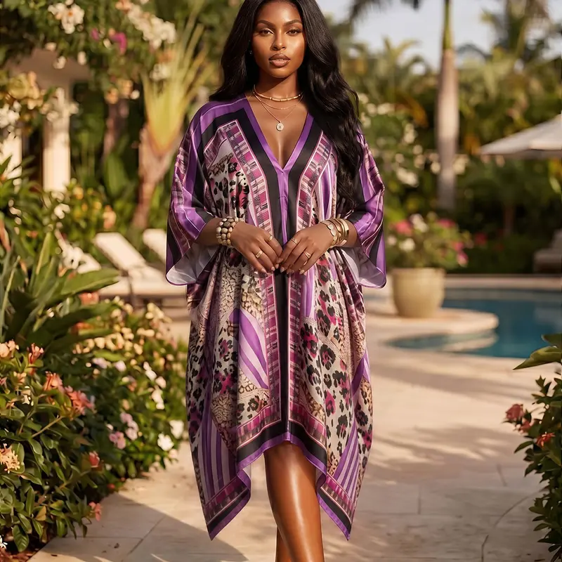Vibrant Beach Shawl, Beachwear Coverups, Loose Fit, Sun Protection, Casual Style, Perfect for Vacation & Daily Wear, Embrace Summer Comfort