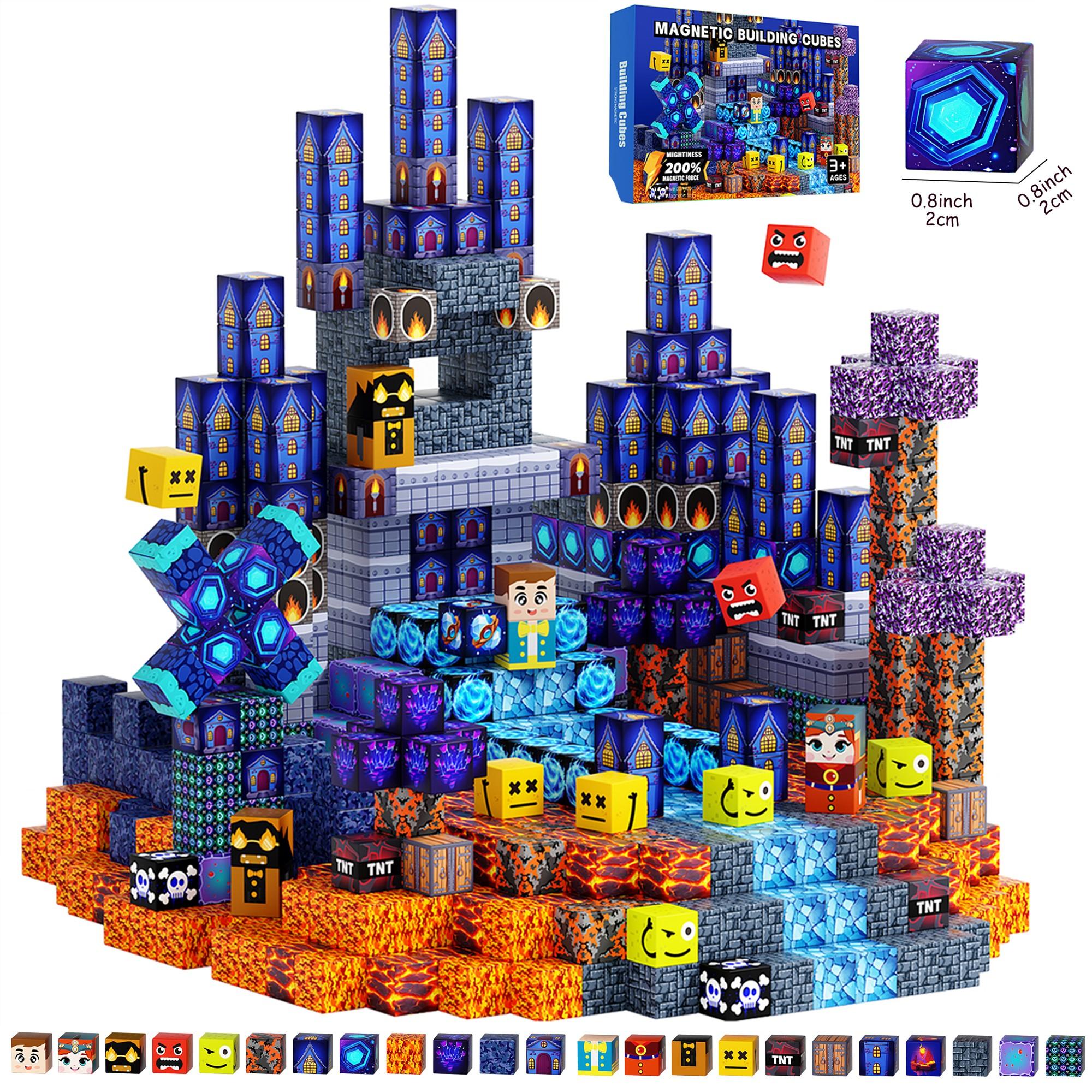 Magnetic Blocks - 100/150PCS Blue Castle Magnetic Cubes & Building Blocks Set, Montessori STEM Sensory Toys for Creative Play, Outdoor Fun Magnetic Tiles for 3-8 Year Old Boys Girls, Christmas Birthday Gift