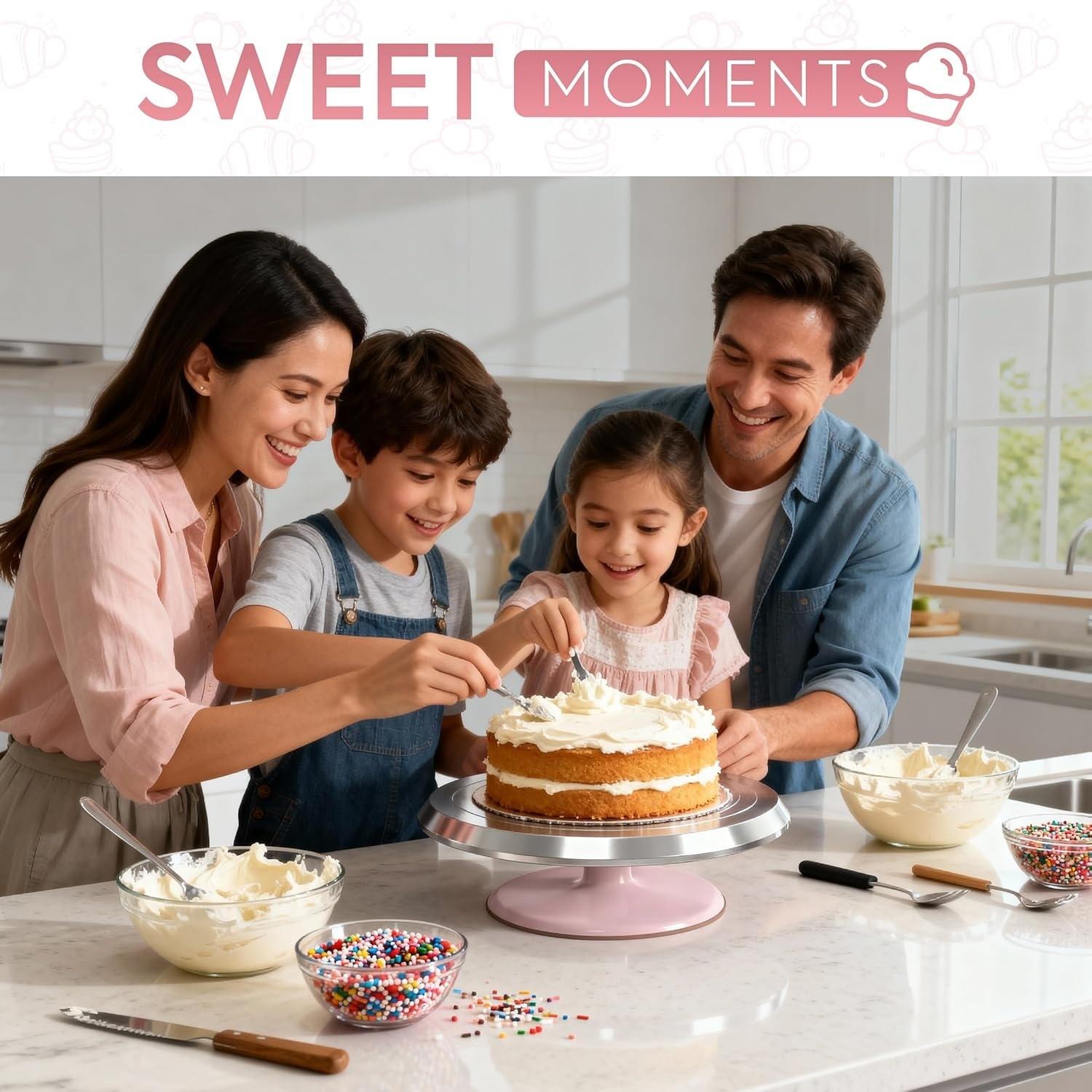 Aluminum Alloy Rotating Cake Stand, 10 Inch Cake Decorating Turntable, Non-Slip Platform, 360° Smooth Rotation, Ideal for Baking Parties