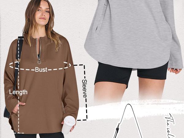 ANRABESS Womens Oversized Hoodie Quarter Zip Sweatshirts 2025 Winter Everyday Tunic Pullover Top Trendy Teen Girls Preppy Comfort Zipper Clothes