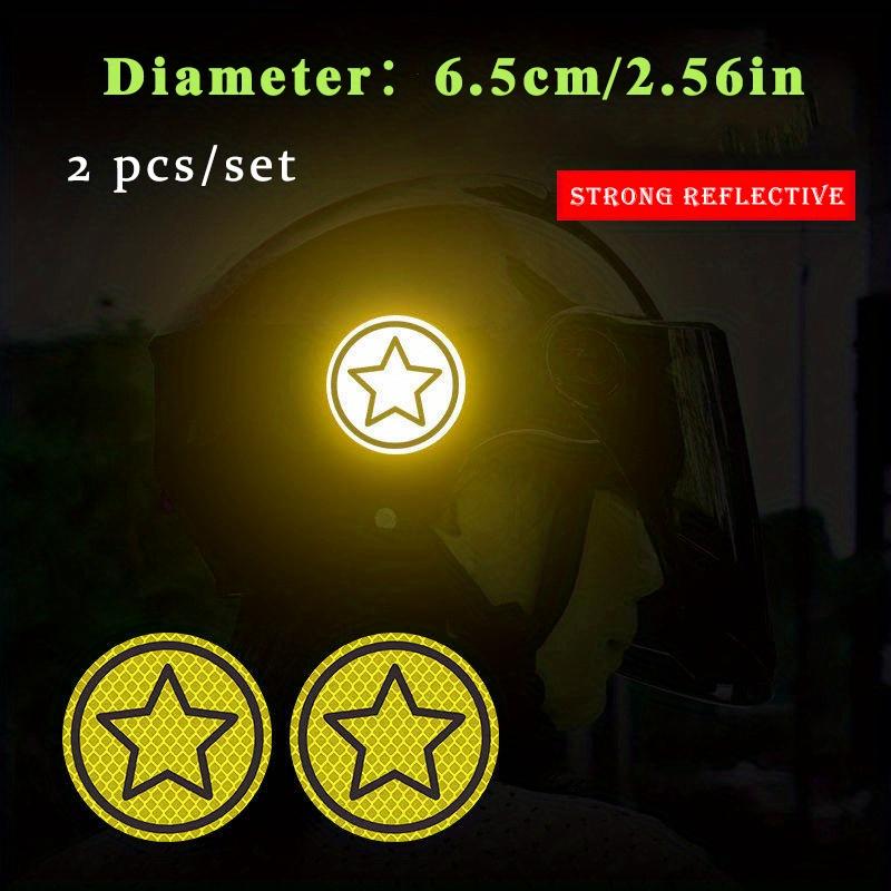 2-Pack Reflective Stickers for Motorcycle Helmets and Cars, Round and Star Pattern Reflective Warning Stickers for Safety