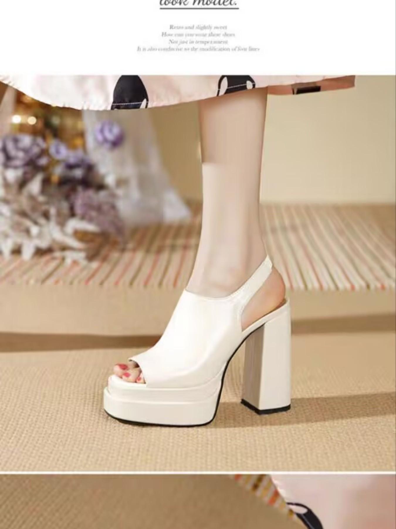 Women's Square Toe Thick Sole Mules, Dual Layer Heel Square Toed Sandals, Y2K High Heel Leather Slippers, Nightclub Party Casual Shoes, Date Evening Gown Heels