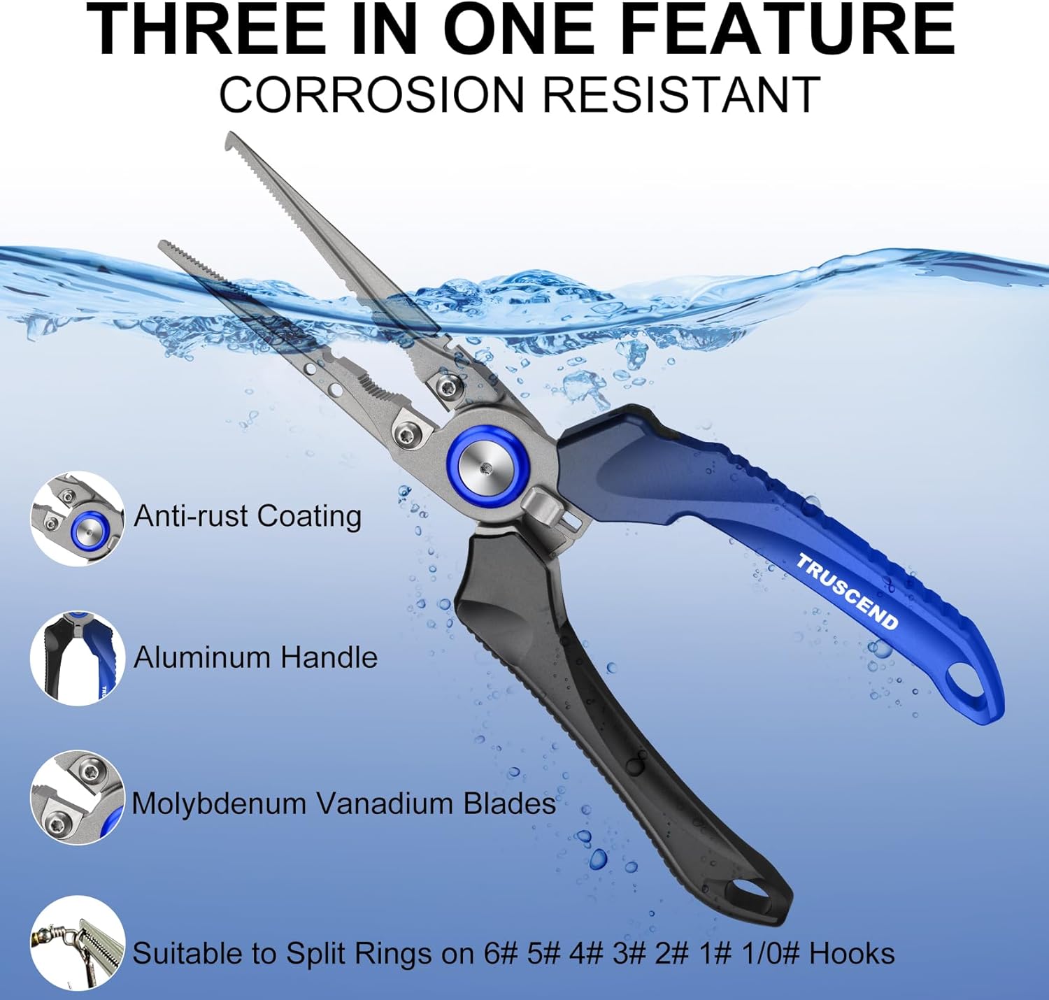TRUSCEND Lockable Fishing Pliers with High Tungsten Cutter, Innovative Ergonomic Handy Handle, Saltwater Corrosion Resistant Teflon Coated Fishing Tool, Super Light Multi-Function Fishing Gifts tiktokshopspringglowup
