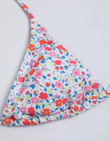 2026 Spring Summer Women's Floral Print Halter Neck Bikini Set, Adjustable Straps, Triangle Cups, Low Waist, Lightweight Stretch Fabric for Beach & Pool