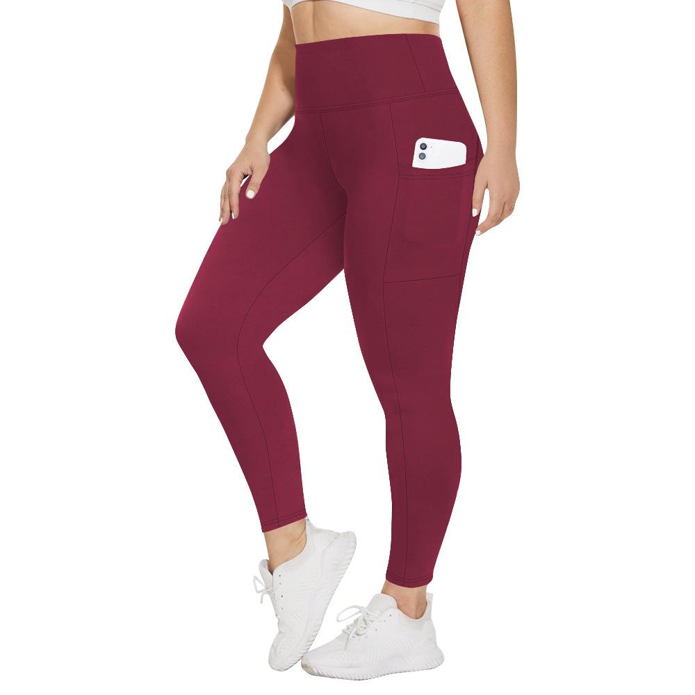 Plus Size High Waist Women's Yoga Pants, 4 Pack Comfortable Sport Slim High Stretch Black Navy Burgundy Grey Yoga Pants