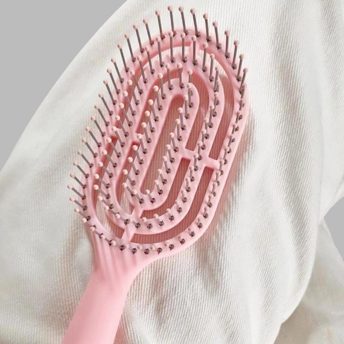 Portable Hollow Bone Comb, Macaron Puff High Volume Curl Styling Brush, Massage Rib Comb Standing Up Hollow Design