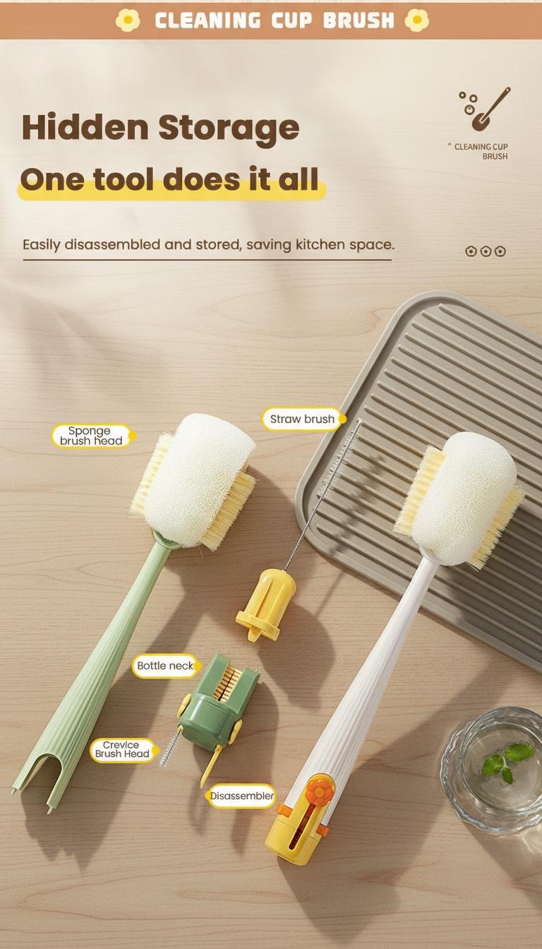 Cleaning narrow grooves and straws