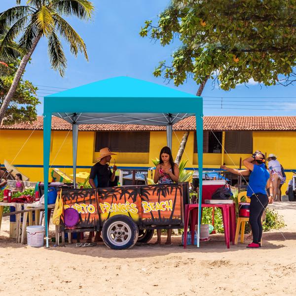6.5X6.5FT Two Doors & Two Windows Practical Waterproof Right-Angle Folding Tent Lake blue