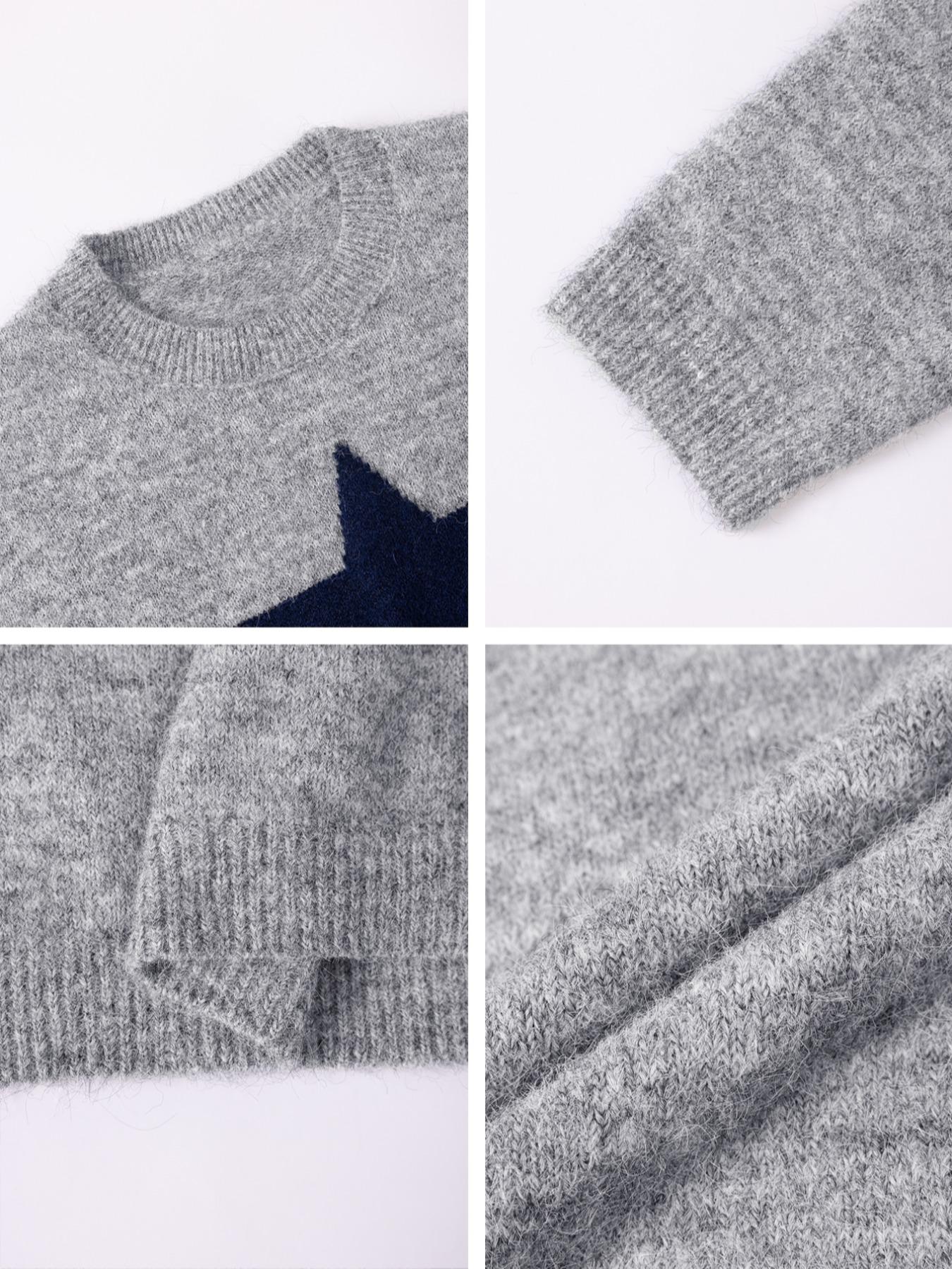 Daily Casual Commute Star Pattern Loose Long Sleeve Elegant Round Neck Lightweight Knit Sweater, Women's Fall & Winter Fashion, Comfortable Daily Wear