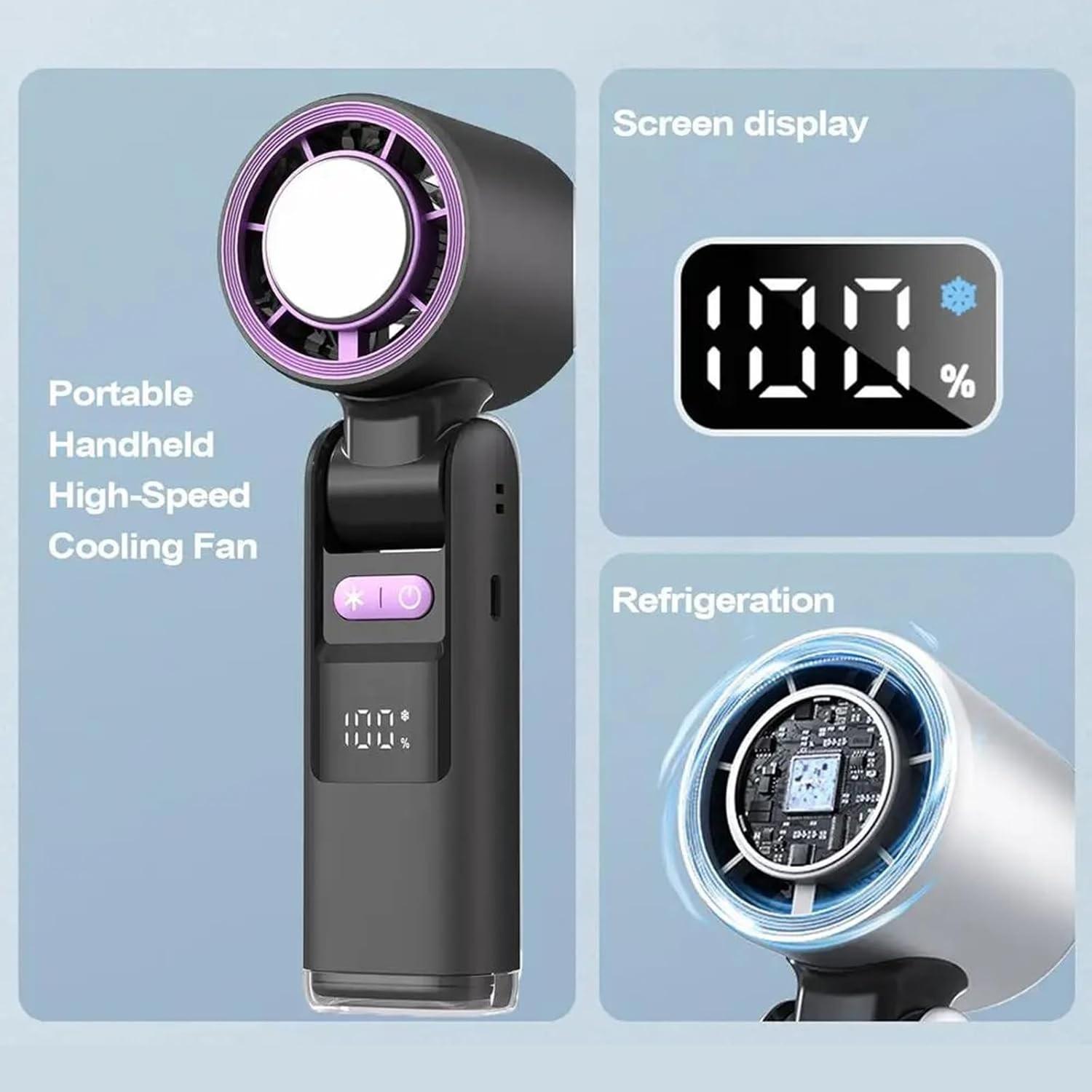 Rechargeable Handheld Fan, Foldable Cooling Device for Outdoor Activities, Portable & Lightweight Design, Ideal for Travel & Work