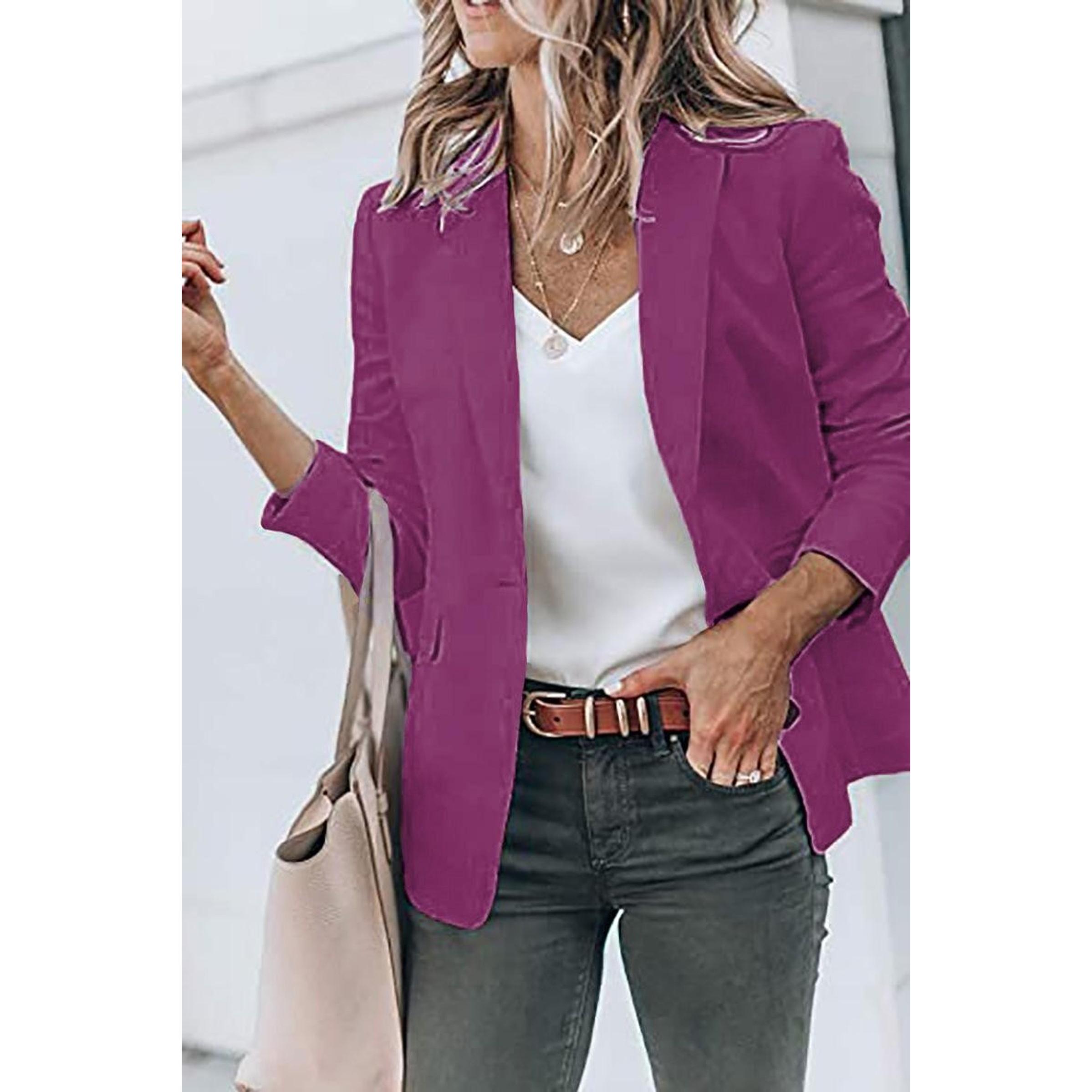 2025 Autumn Women's Fashion Elegant Long Sleeve Jacket Solid Color Suit Collar Loose Single-Breasted Women's Blazer