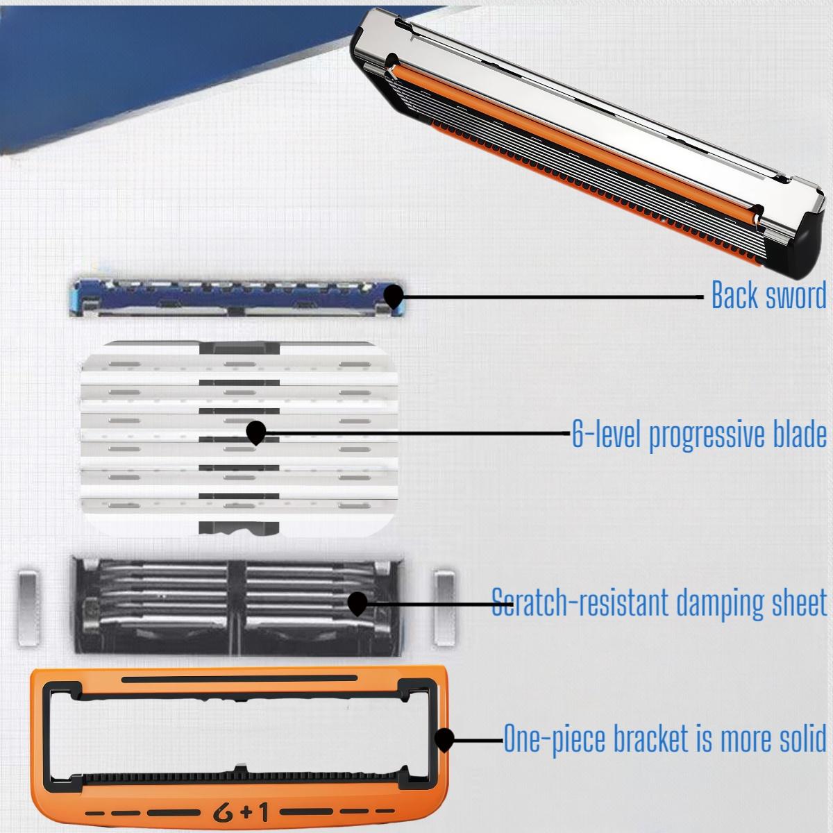 Men's Shaving Razor Set with 1 Handle and 12/24/36/48 Refills, Precision Trimmer, Stainless Steel Blades, Universal Fit, Sealed Packaging, Dustproof Waterproof Rustproof
