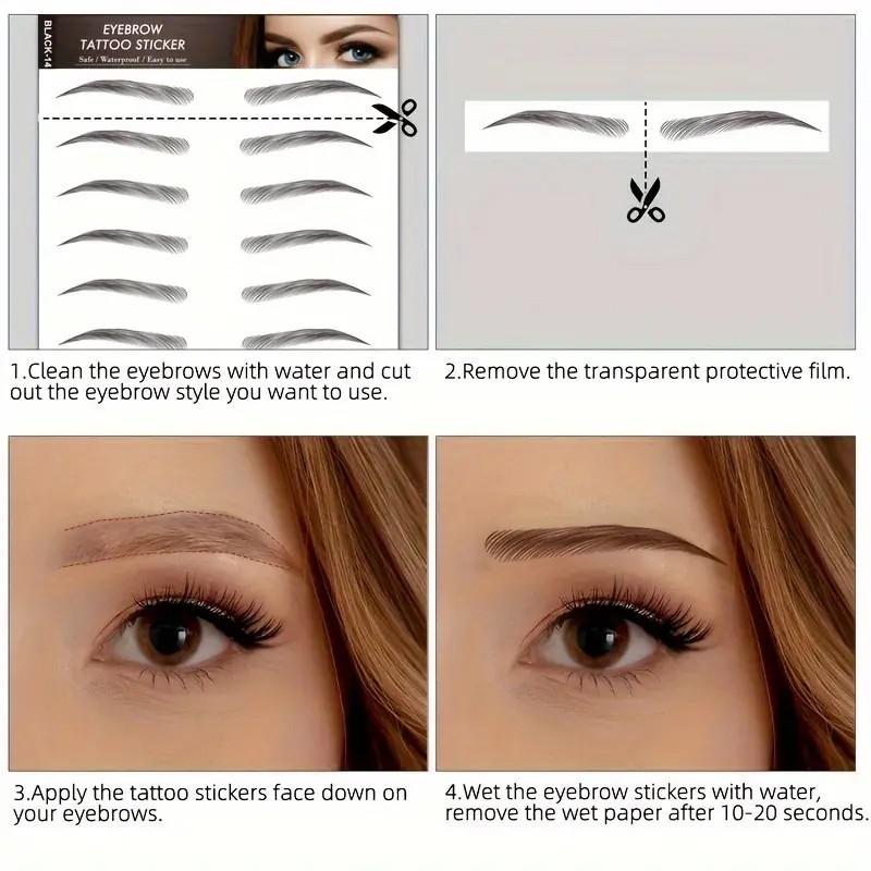 9 Pcs Waterproof Brow Temporary Tattoo Stickers, Eyebrow, Realistic Effect, Elegant, Long-Lasting, Easy Application and Removal, Ideal for Daily Makeup
