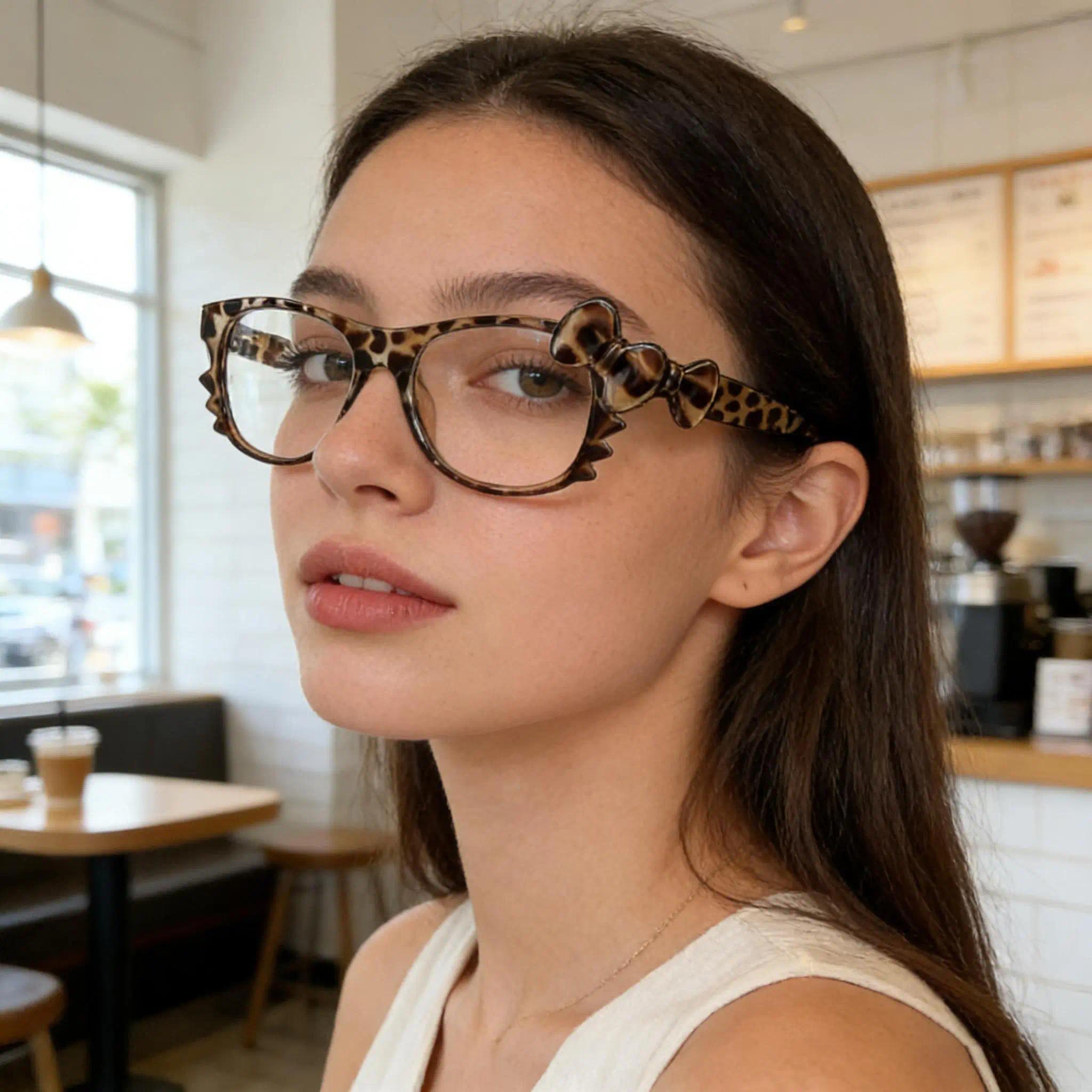 Leopard Print Cat Eye Sunglasses with Bow Accent, Y2K Coquette Aesthetic Tortoiseshell Fashion Eyewear,Lightweight Retro Non Prescription Decorative Eyeglasses for Women, Cute Accessory for Party Vacation Streetwear Daily Outfit Gift for Her,Summerwins, A