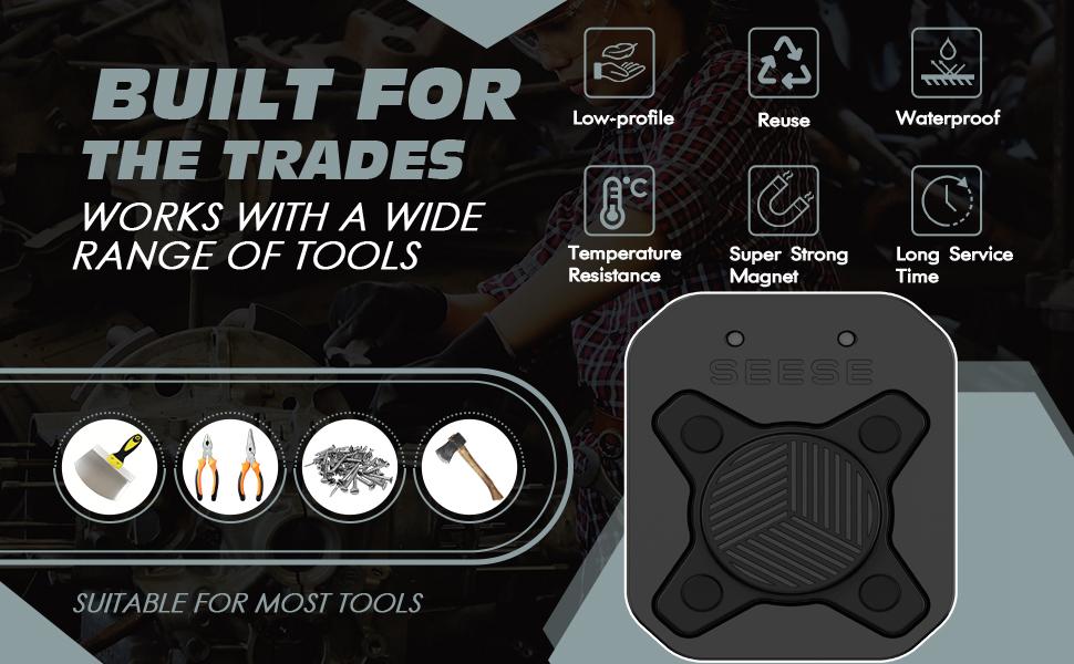 SEESE Magnetic Tool Holder,Clip On Belt Magnet for Screws,Nails,Hammers,Sockets,Pliers,Screwdrivers,Trowels,Drill Bits,Wrenches &More Heavy Duty
