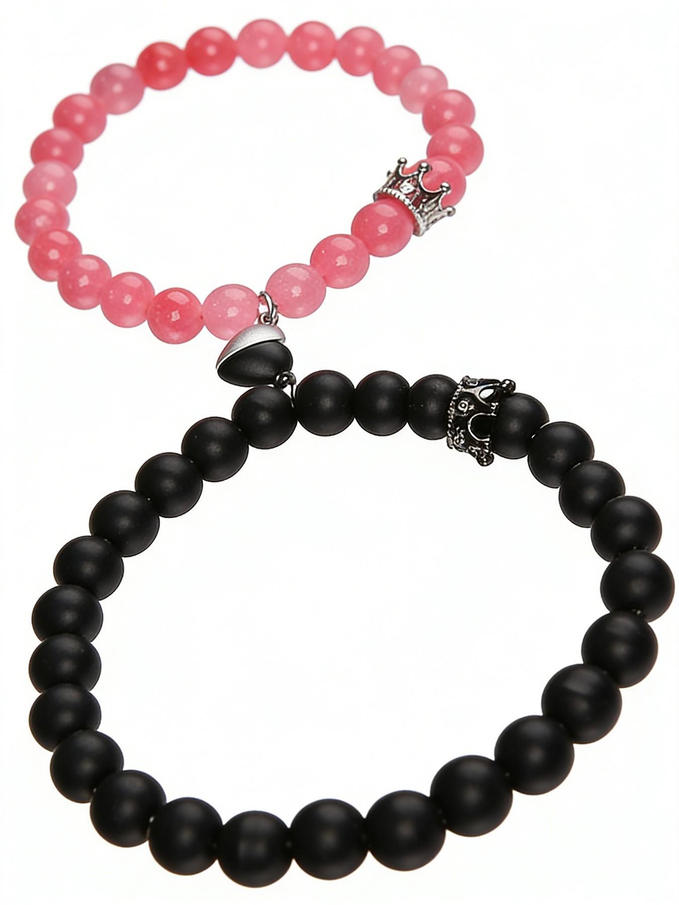 Matching Agate Magnetic Love Bracelets for Couples, Healing Stone Energy, Secure Magnet Clasp, Ideal for Daily Wear or Anniversary Surprise