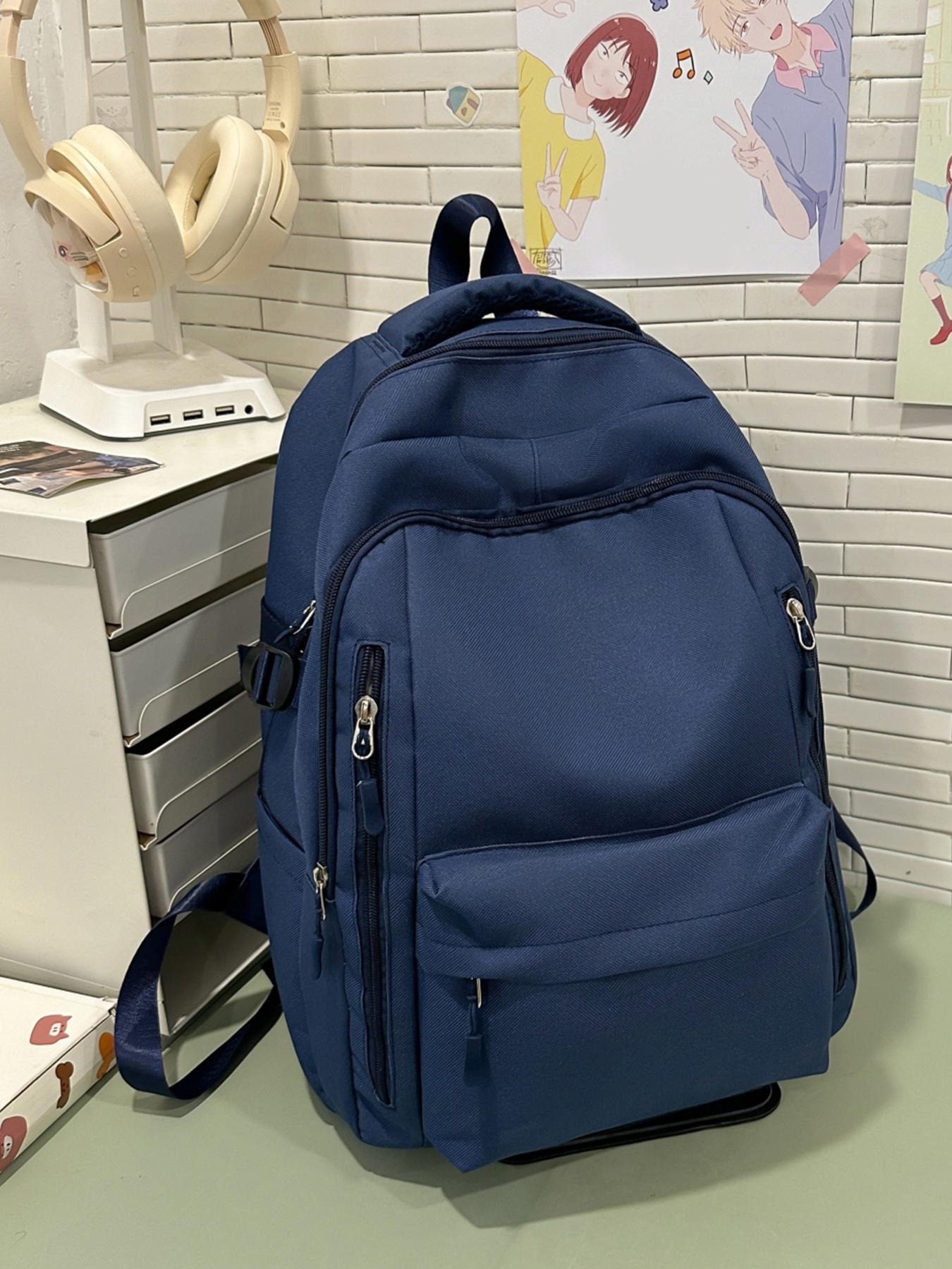 1pc  Women's backpack with solid color and clean color, zipper closure, fashionable and versatile, casual and simple, Durable Backpack, suitable for students to go to school, campus, work, commuting, shopping, women's backpack