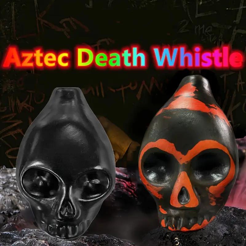 Aztec Death Whistle, Antique Style Ceramic Wind Instrument, Lacquered Finish, Aesthetic Design, Includes Carrying Bag, Music Gift