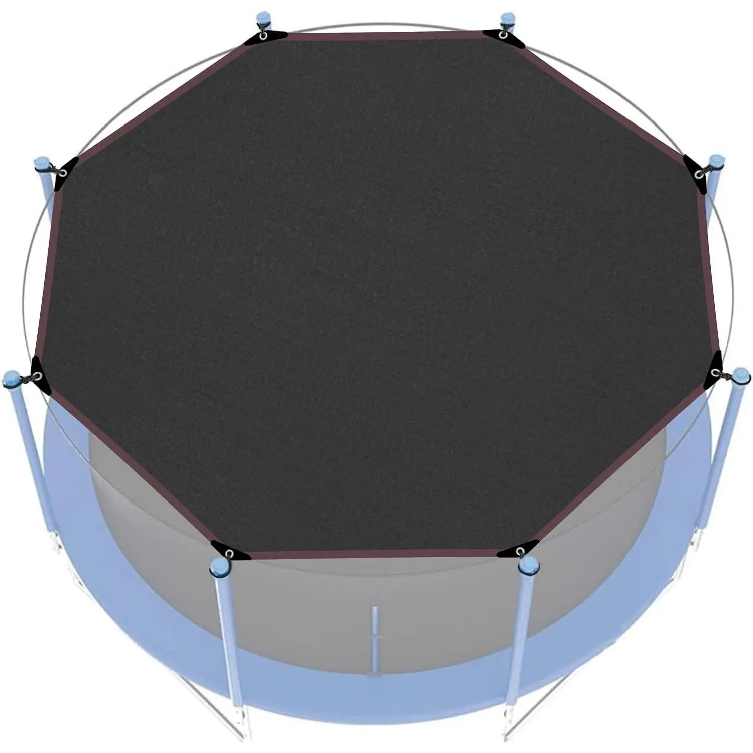UV-Resistant Waterproof Multifunctional Trampoline Shade Cover, 305cm Diameter Fits 10FT 8 Poles, Ideal for Picnics Backyards Outdoor Activities