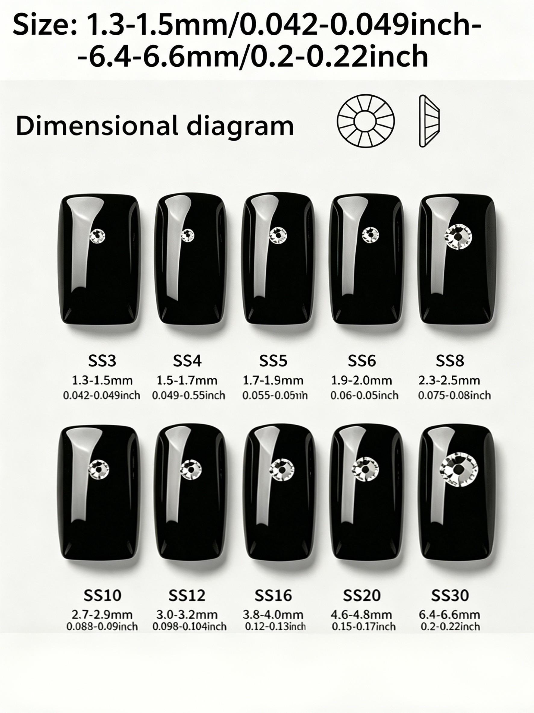 2880pcs Deep Blue Hot Pressed Glass Rhinestones, Unique Nail Art DIY Decor, Perfect for Trendy Street Style Nail Players