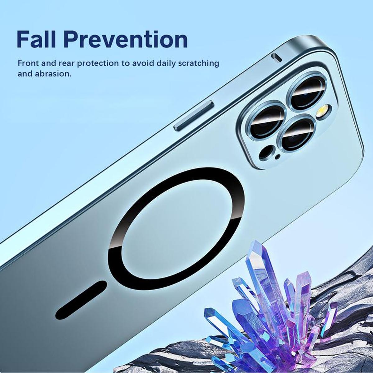 Alloy Aluminum Case for iPhone 17/16/15/14/13 Pro Max – Ultra Thin Metal Protective Cover with Full Lens Protection & Wireless Charging Support Protector Cellphone Smartphone Casing Shockproof White