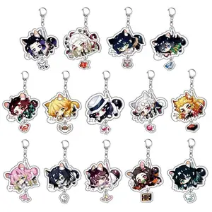New Anime Keychains Keychain Tanjirou Kamado Nezuko Tomioka Giyuu Kimetsu No Yaiba Acrylic Key Ring Cute Funny Cartoon
